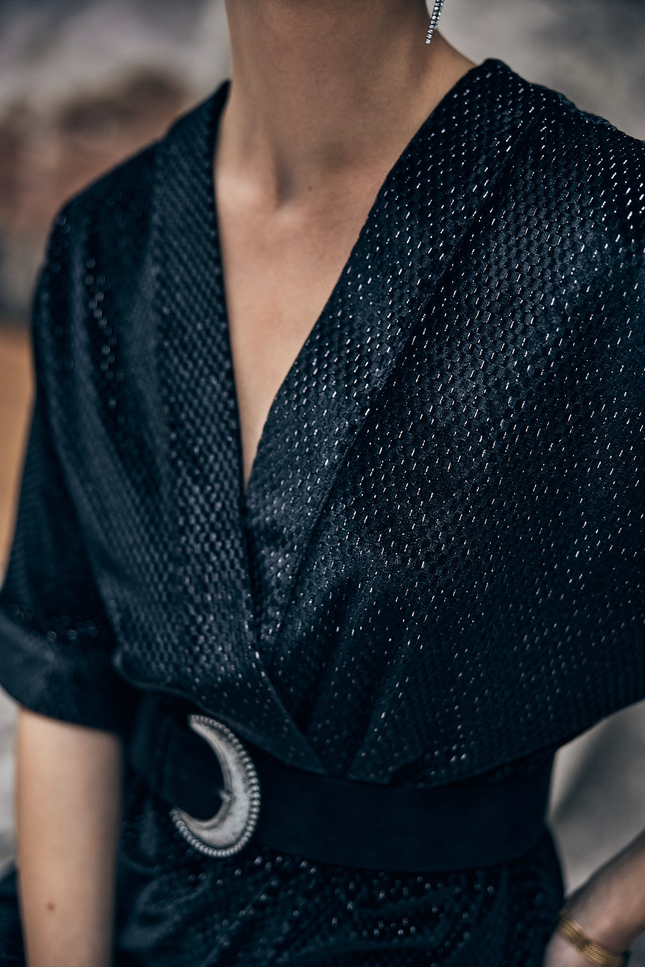 Robe courte kimono Frau Roza Shiny Velvet black | Freeman T. Porter