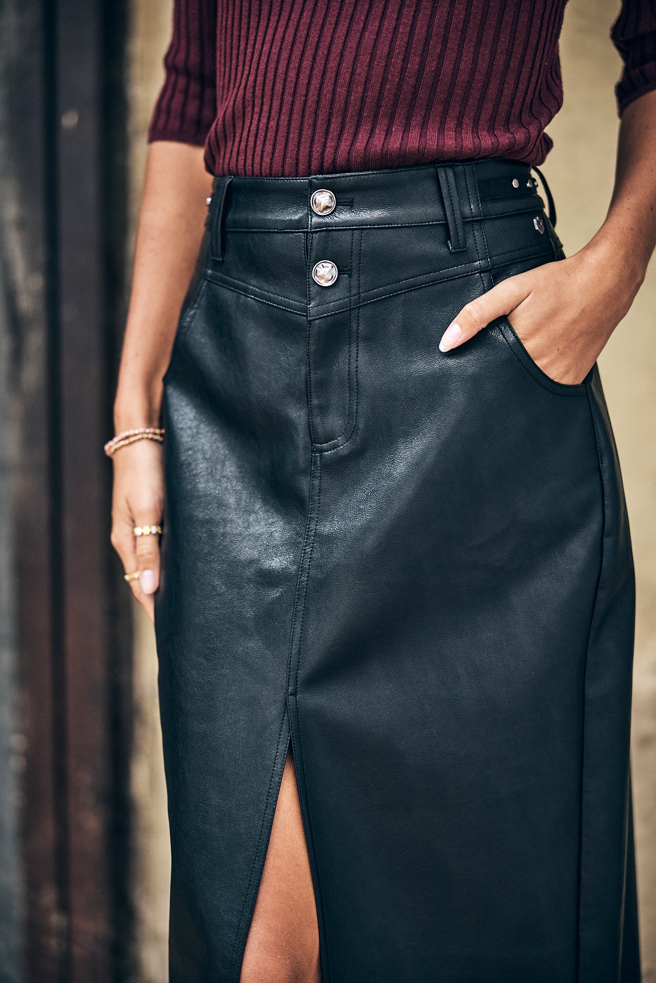 Jupe longue Femme Floria Biker black | Freeman T. Porter