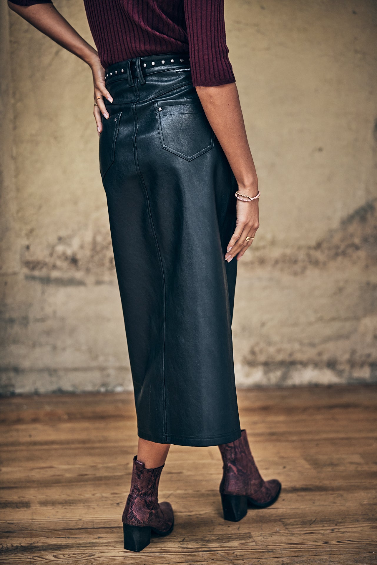 Jupe longue Femme Floria Biker black | Freeman T. Porter