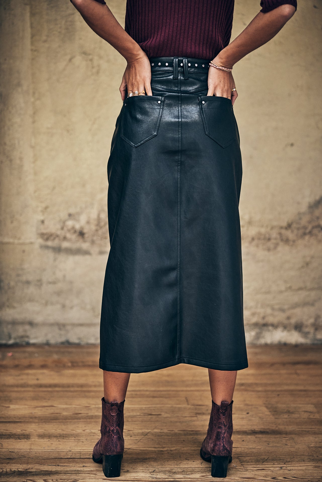 Jupe longue Femme Floria Biker black | Freeman T. Porter