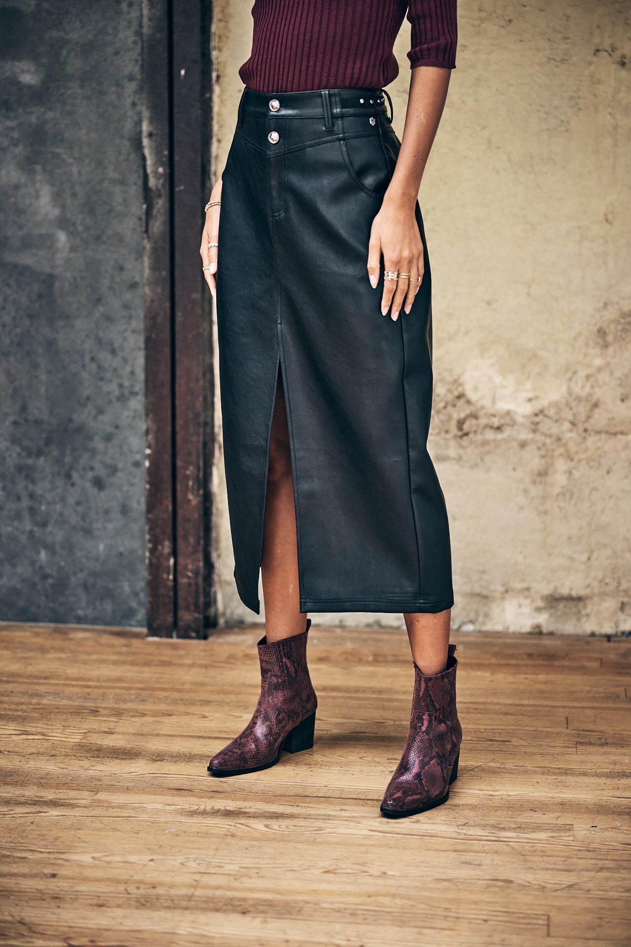 Jupe longue Femme Floria Biker black | Freeman T. Porter