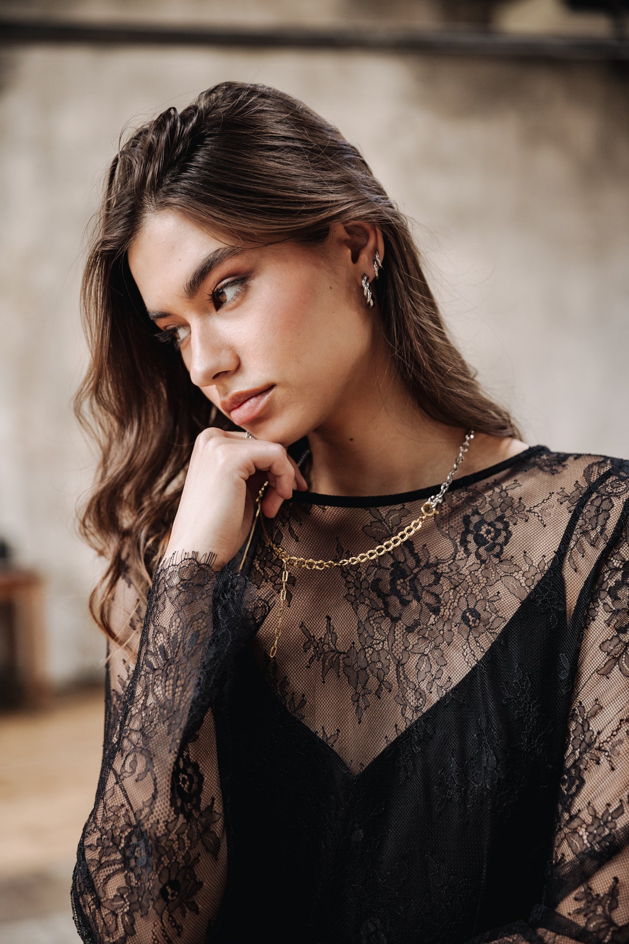 Robe en satin Femme Ritania Lace black | Freeman T. Porter