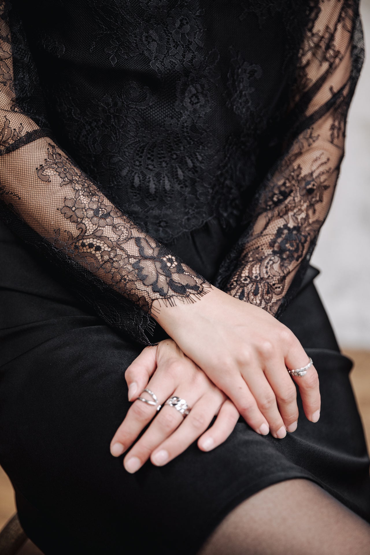Robe en satin Femme Ritania Lace black | Freeman T. Porter