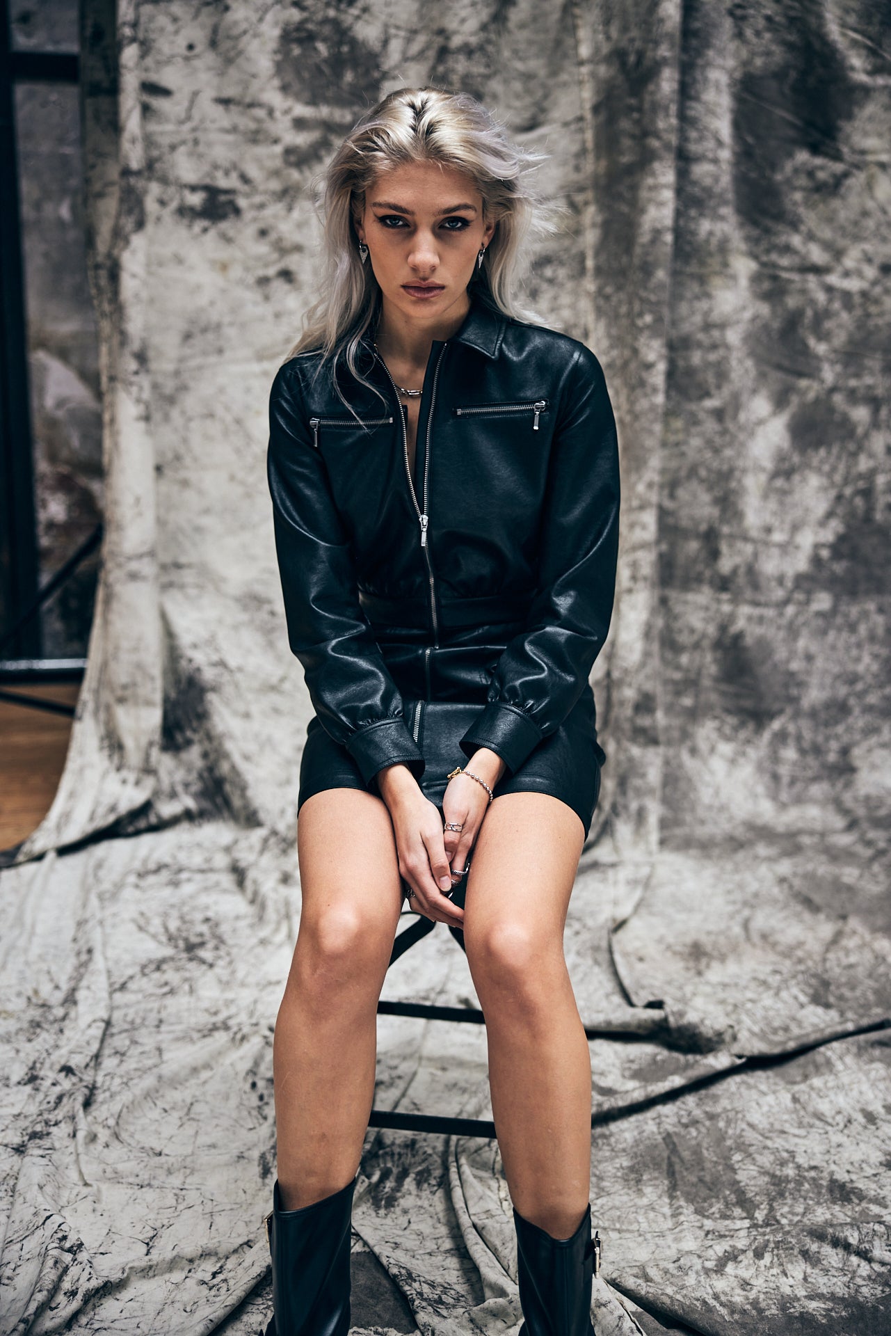 Robe mi-longue Frau Saige Biker black | Freeman T. Porter
