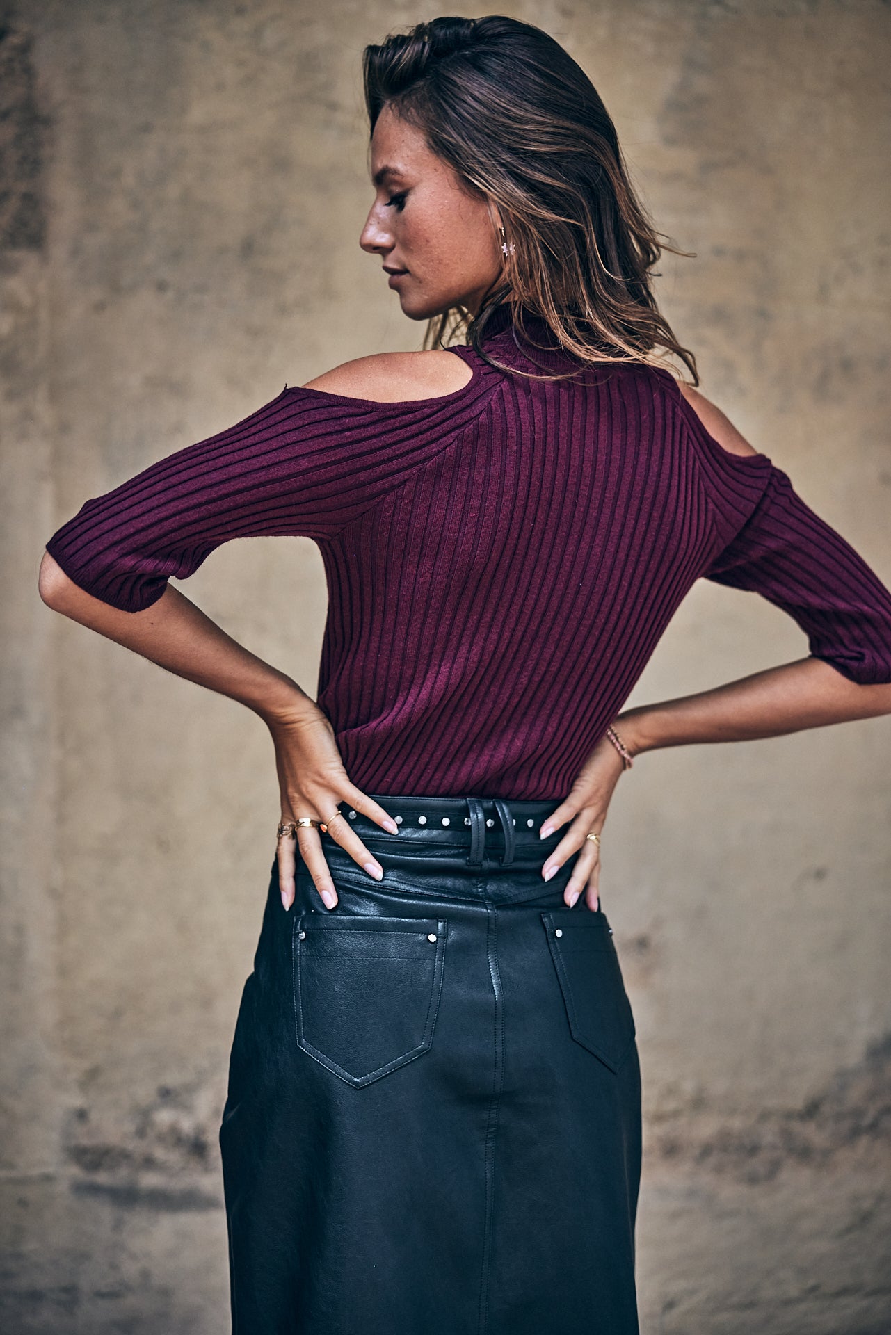 Pull manches 3/4 Femme Parson prune | Freeman T. Porter
