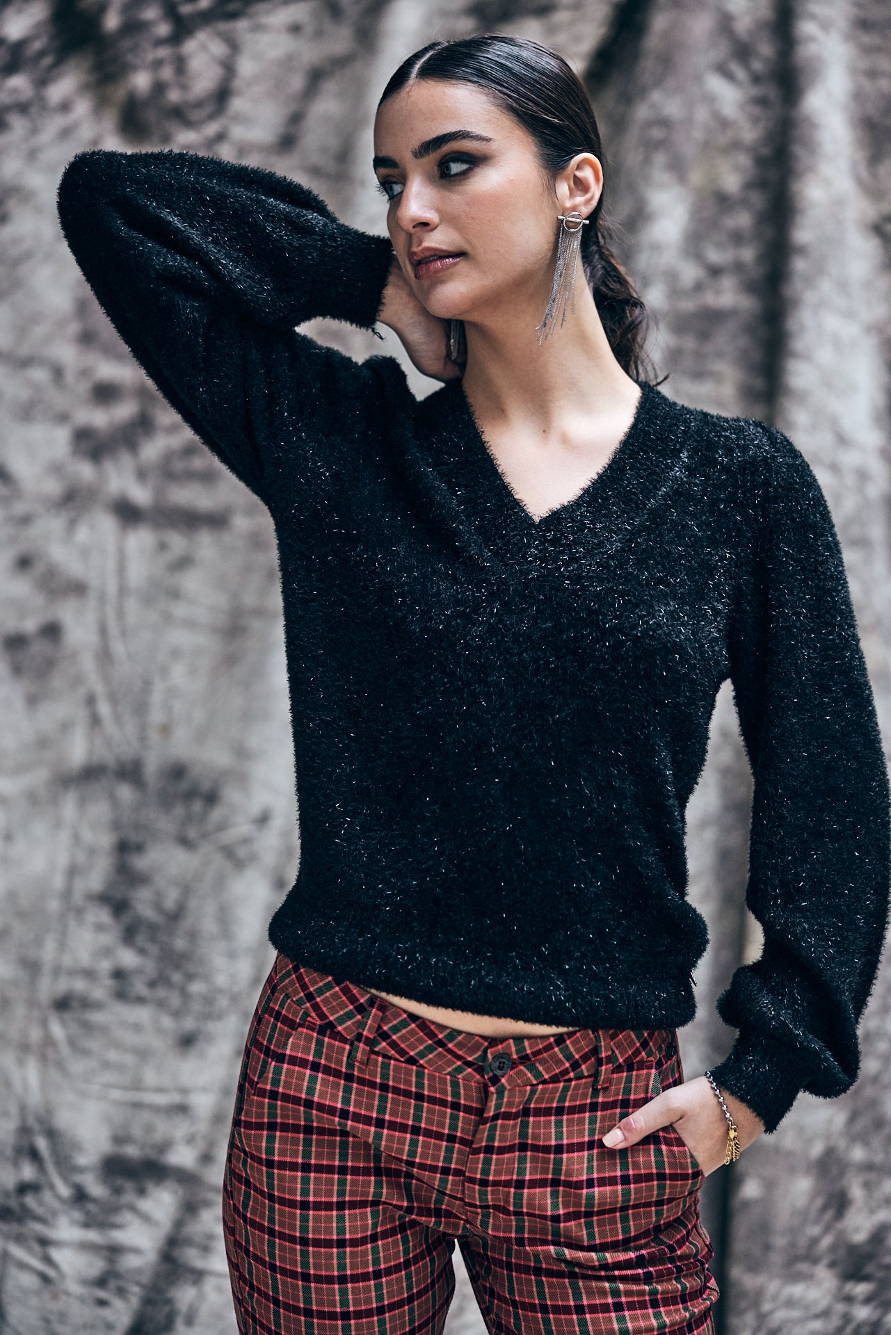Pull col V Woman Prama black | Freeman T. Porter
