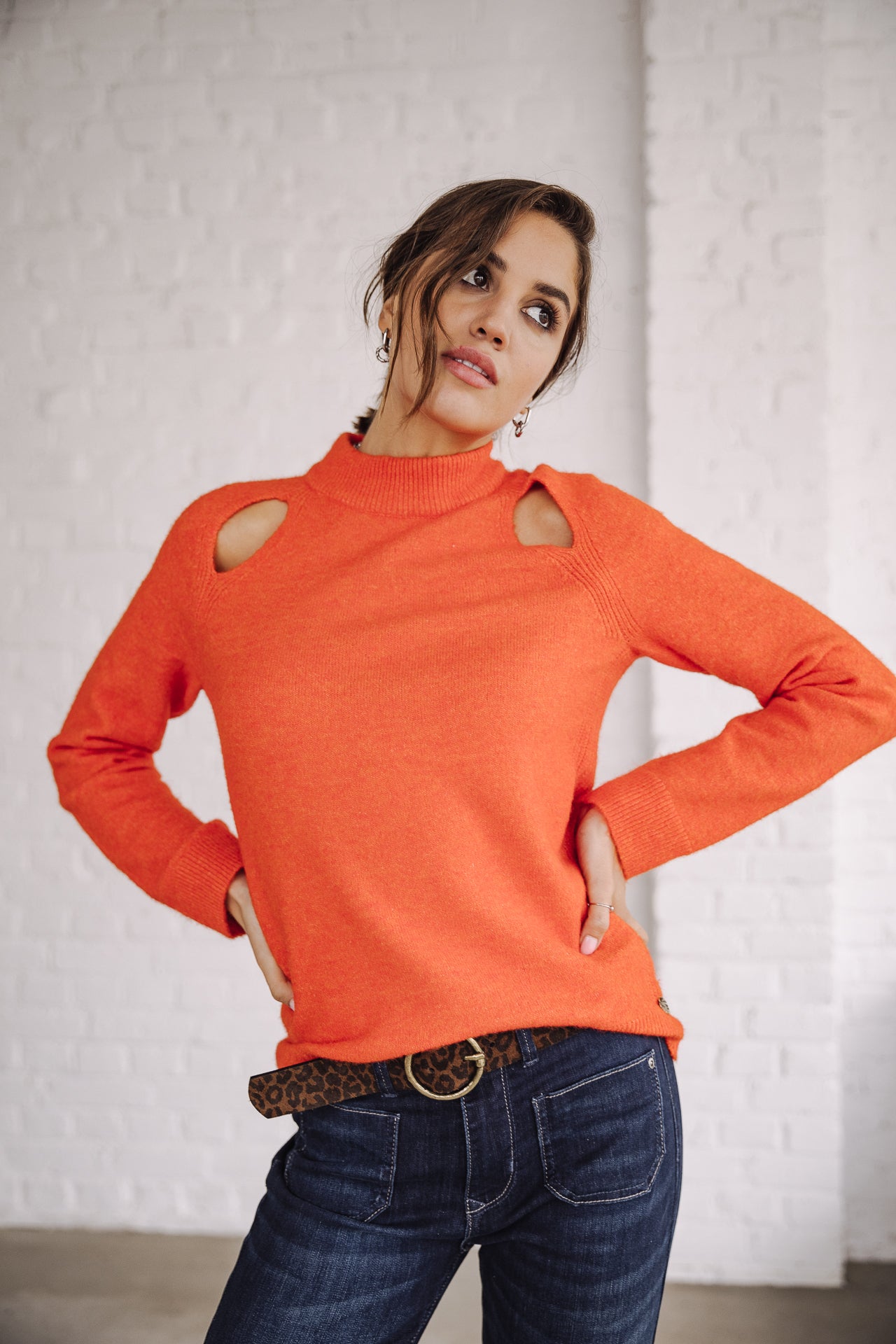 Pull manches longues Frau Perelle vibrant orange | Freeman T. Porter