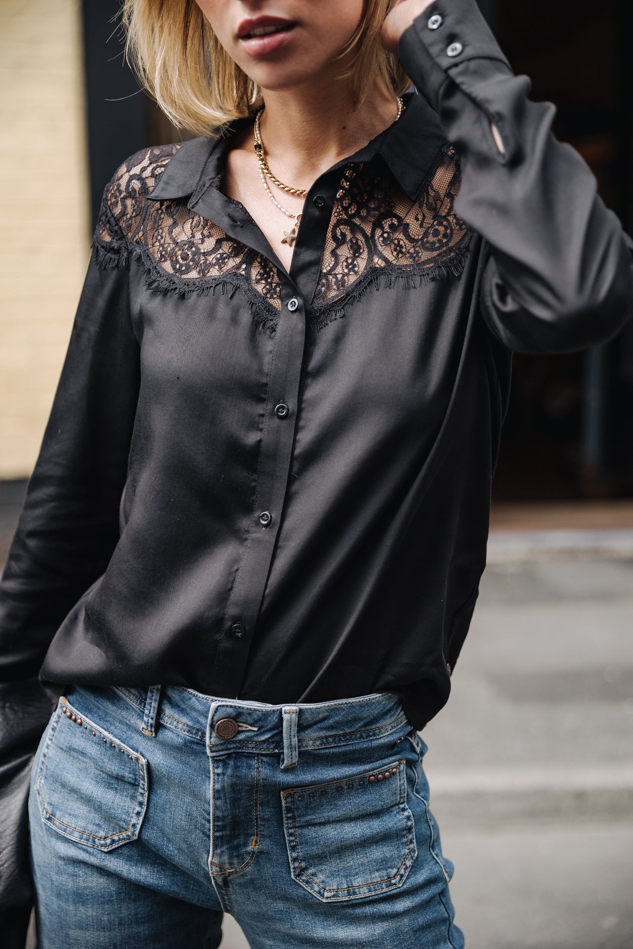 Chemise manches longues Mujer Chanice Plain black | Freeman T. Porter