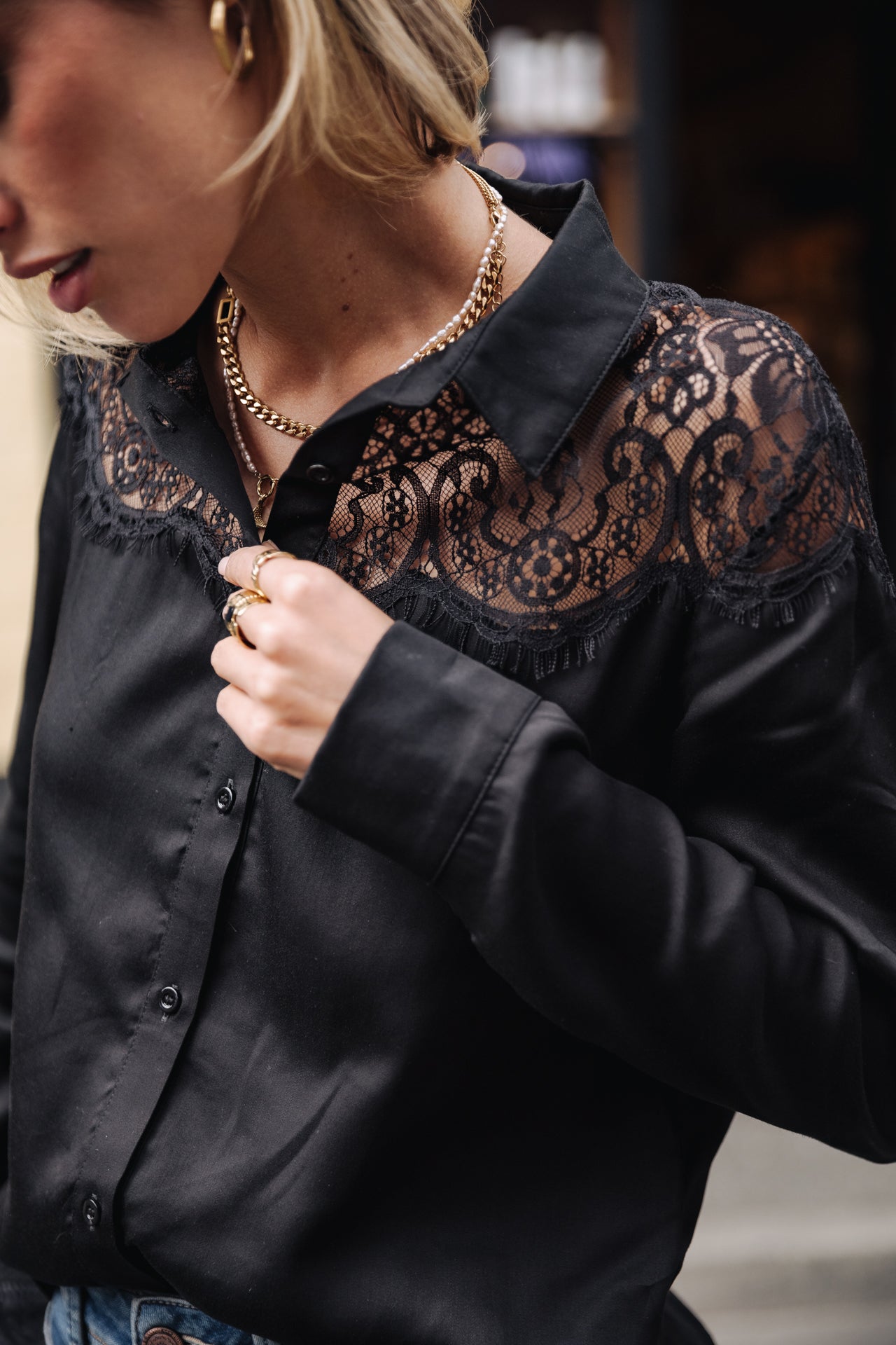 Chemise manches longues Mujer Chanice Plain black | Freeman T. Porter