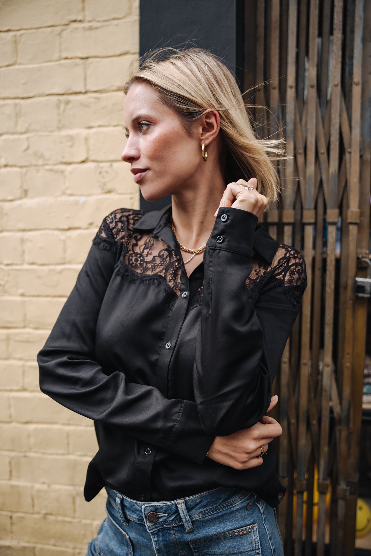 Chemise manches longues Femme Chanice Plain black | Freeman T. Porter