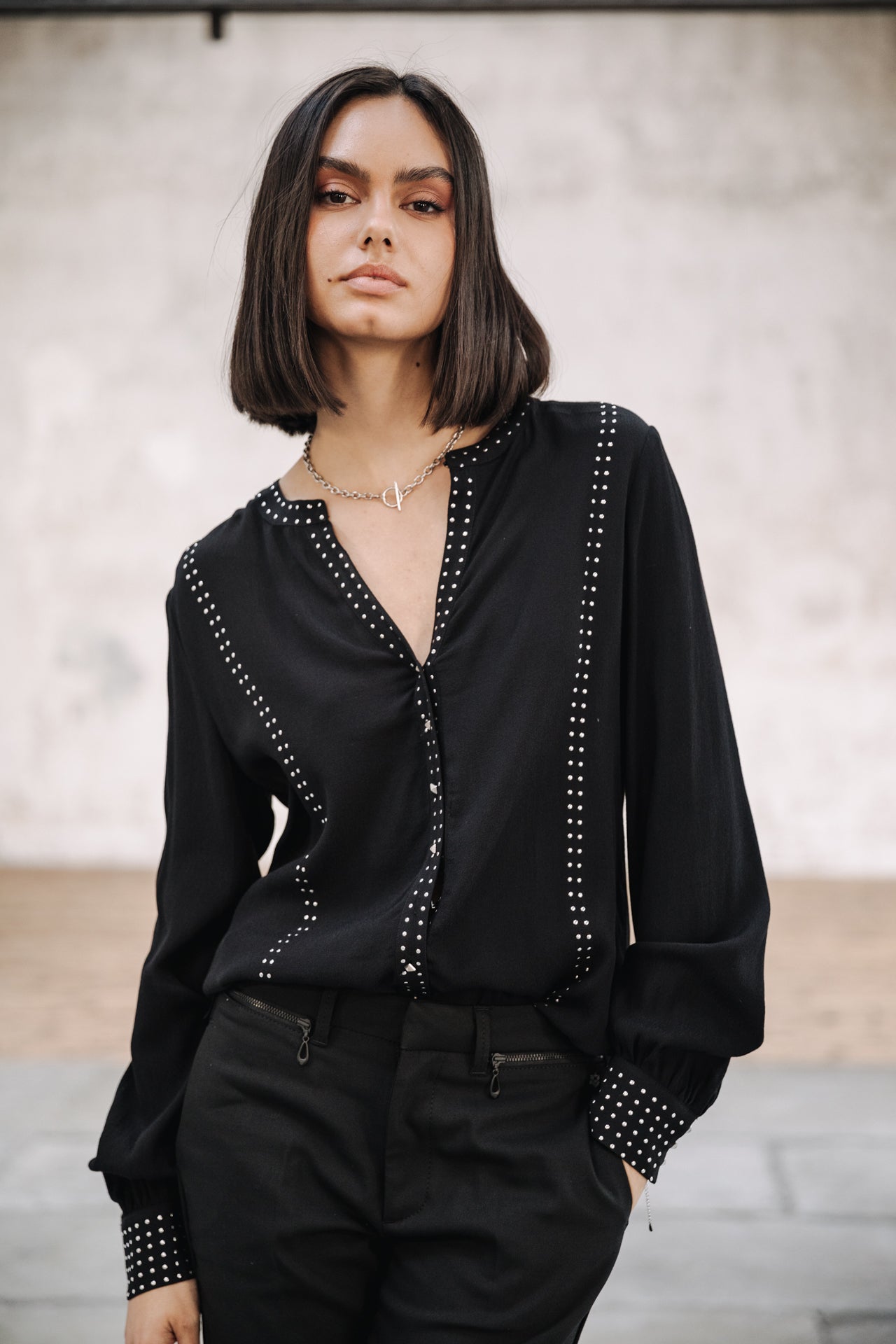 Top manches longues Mujer Cassia Plain black | Freeman T. Porter