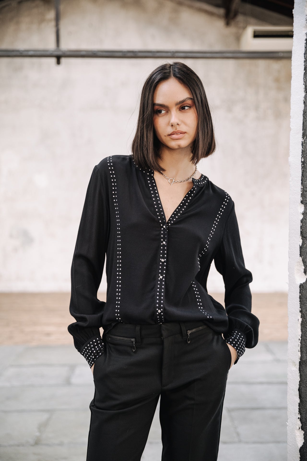 Top manches longues Mujer Cassia Plain black | Freeman T. Porter