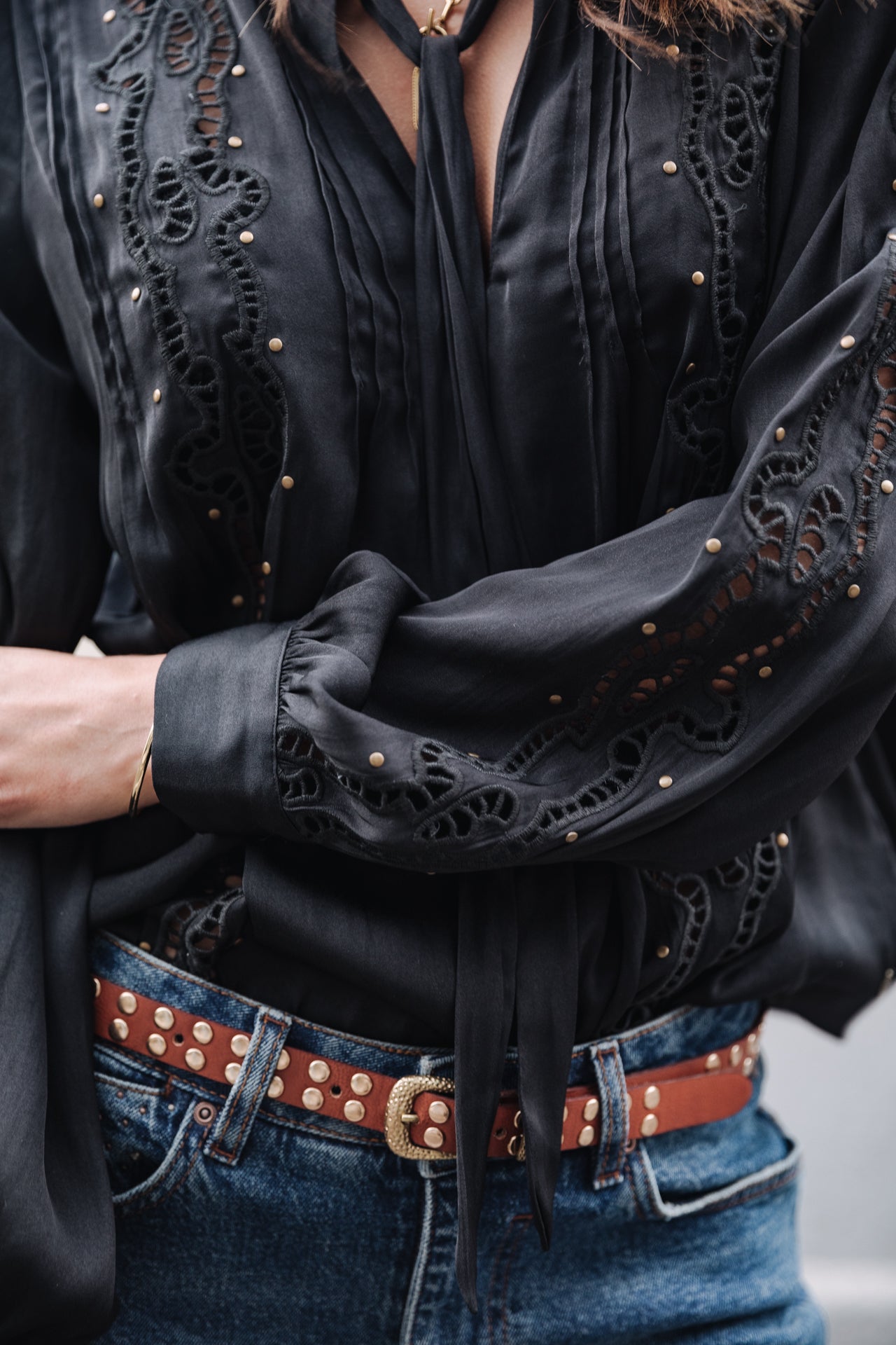 Top manches longues Femme Belia Studs black | Freeman T. Porter