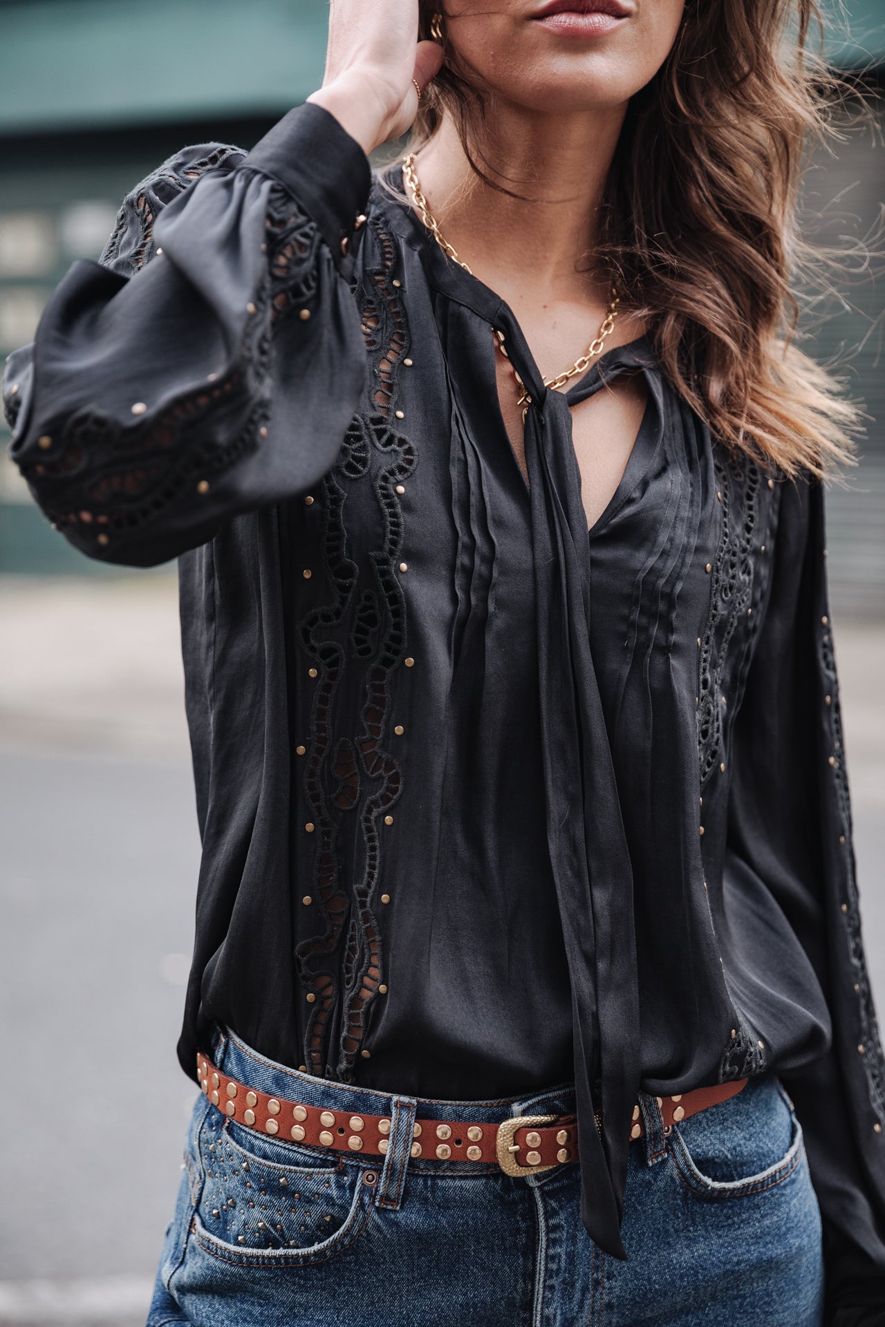 Top manches longues Femme Belia Studs black | Freeman T. Porter