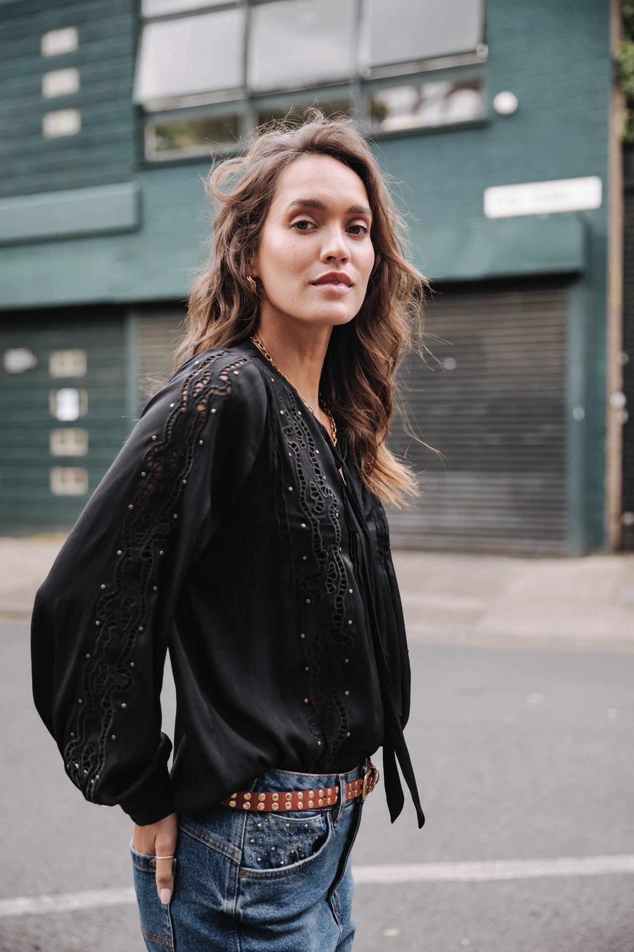 Top manches longues Femme Belia Studs black | Freeman T. Porter
