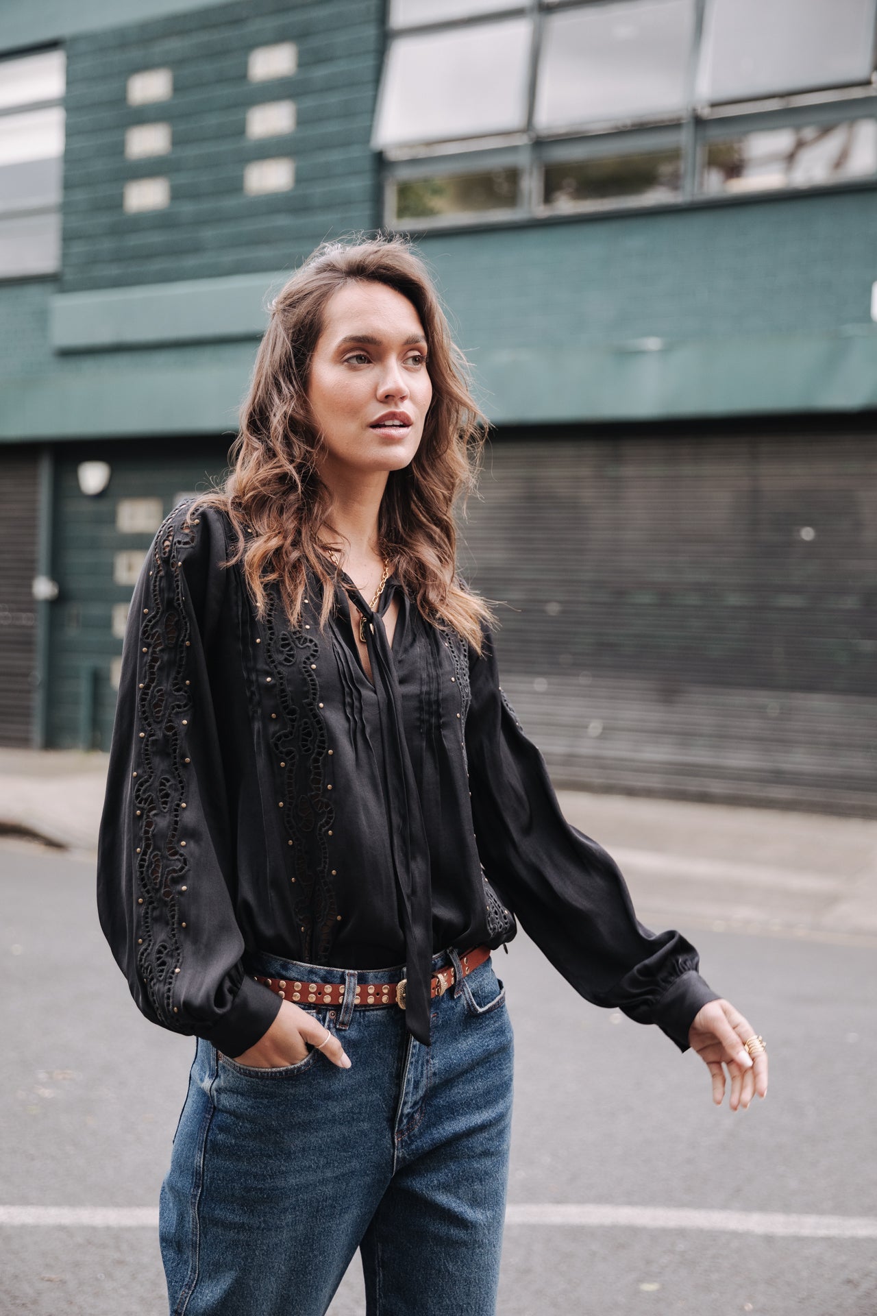 Top manches longues Femme Belia Studs black | Freeman T. Porter