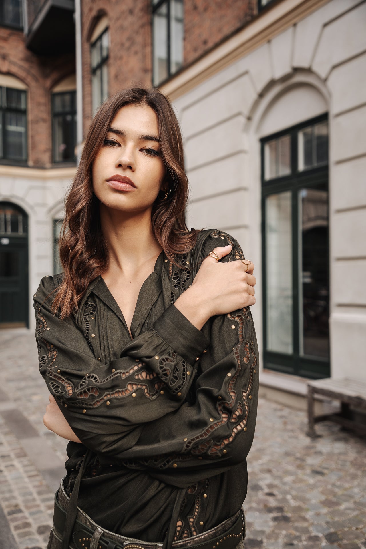 Top manches longues Mujer Belia Studs forest night | Freeman T. Porter