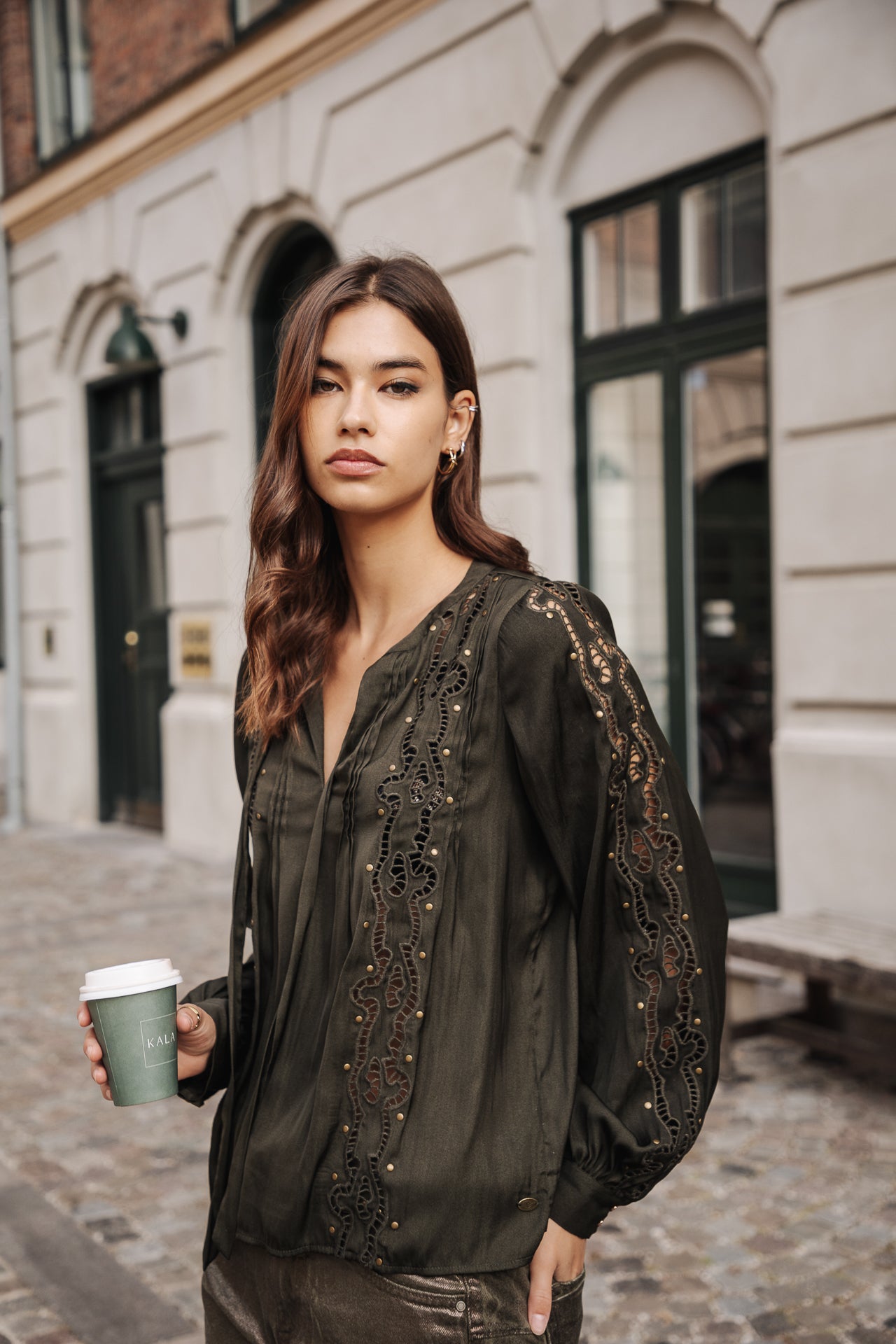 Top manches longues Mujer Belia Studs forest night | Freeman T. Porter