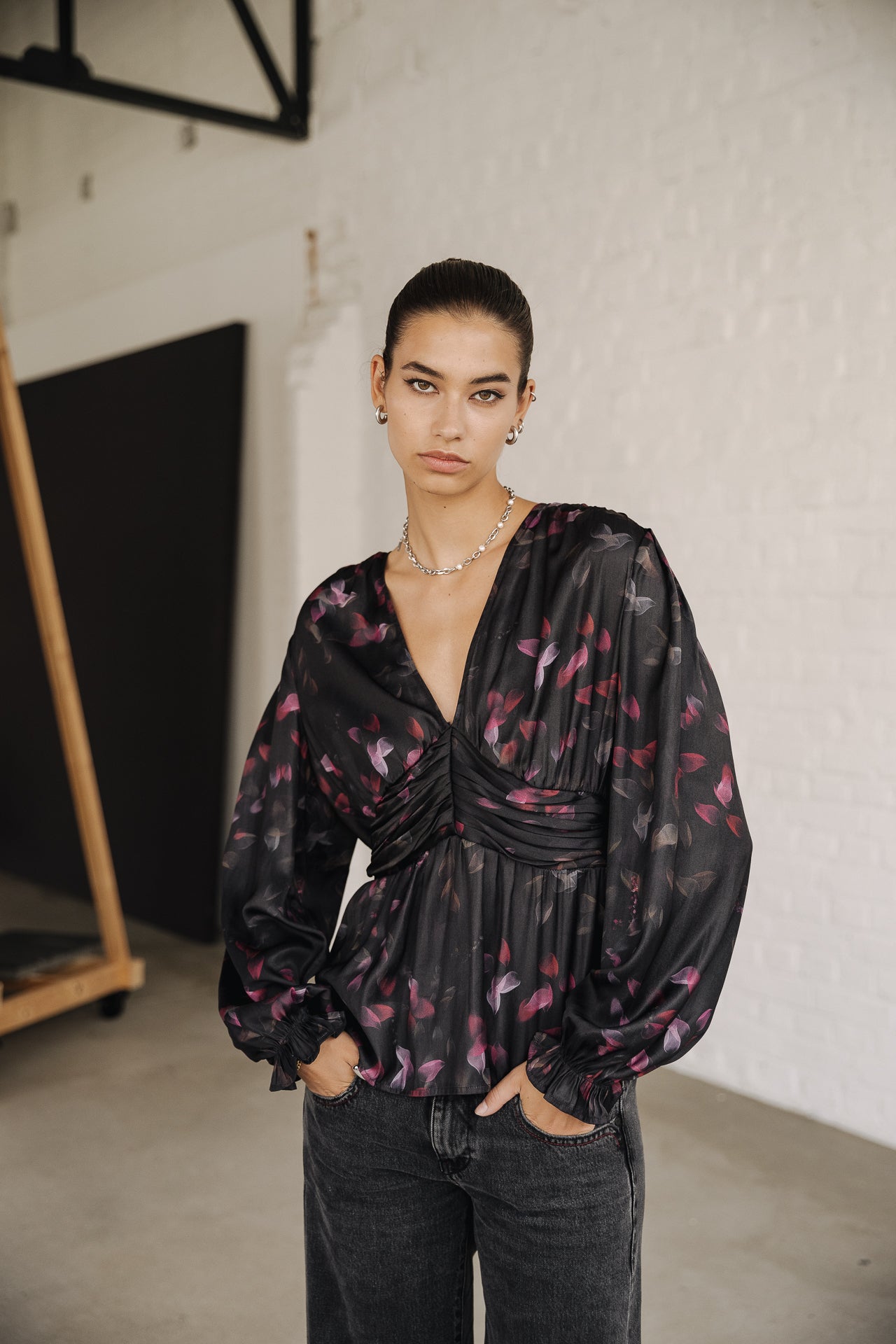 Top manches longues Mujer Braia Black Roses black | Freeman T. Porter