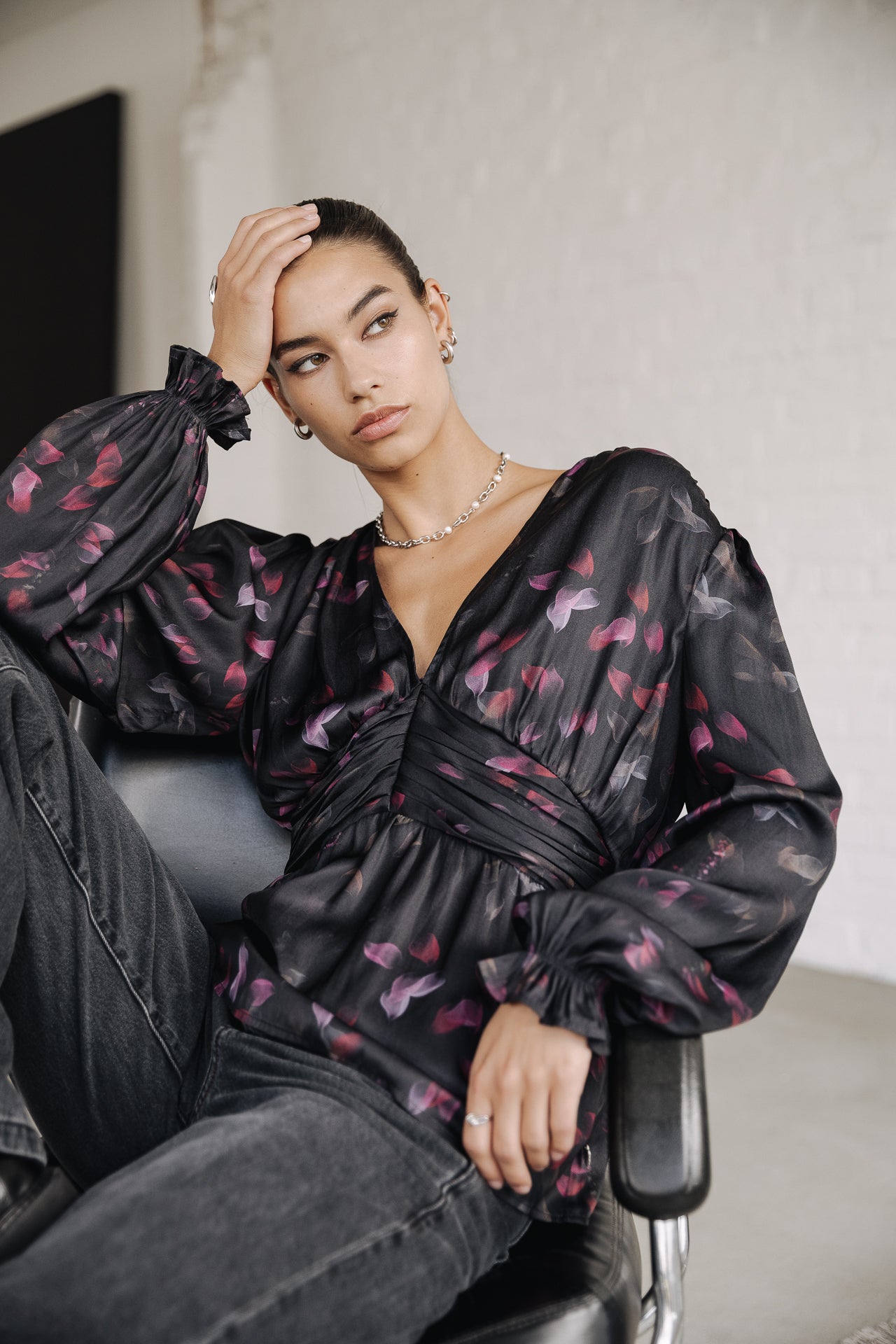 Top manches longues Mujer Braia Black Roses black | Freeman T. Porter