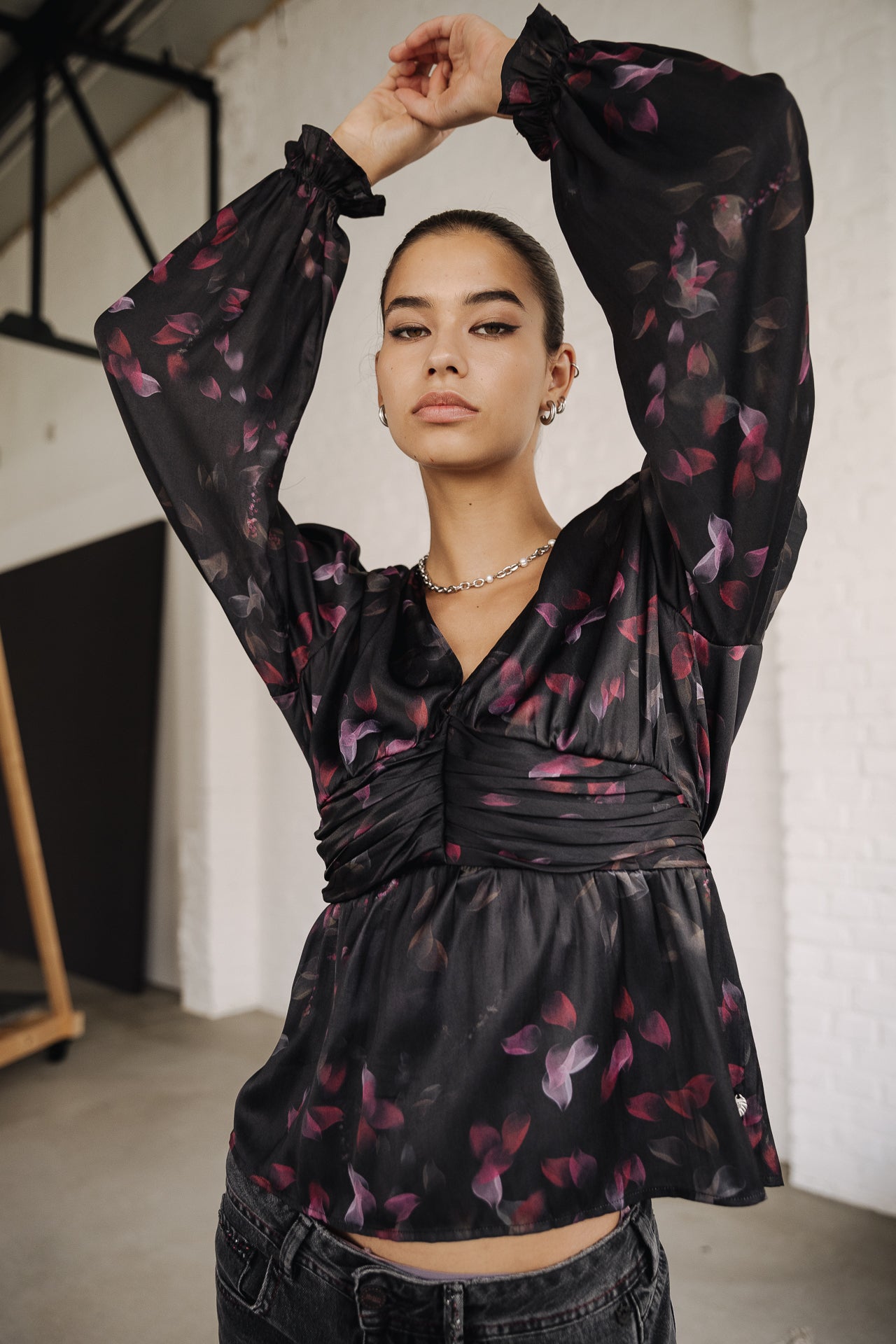 Top manches longues Mujer Braia Black Roses black | Freeman T. Porter