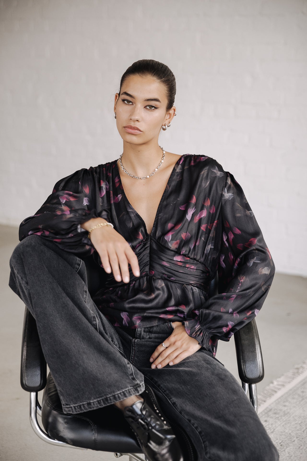 Top manches longues Mujer Braia Black Roses black | Freeman T. Porter