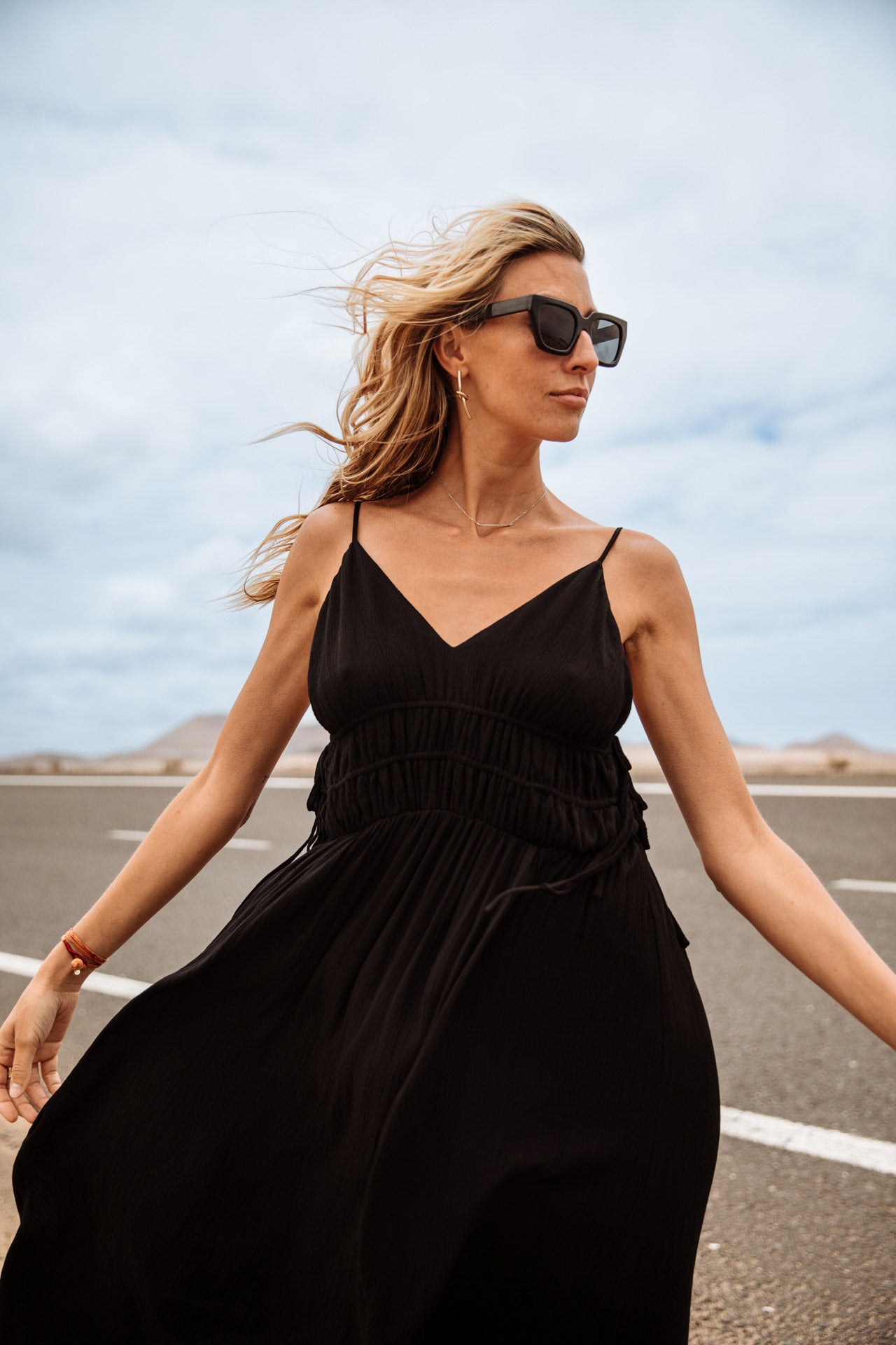 Robe à bretelles Femme Rizlene Plain black | Freeman T. Porter