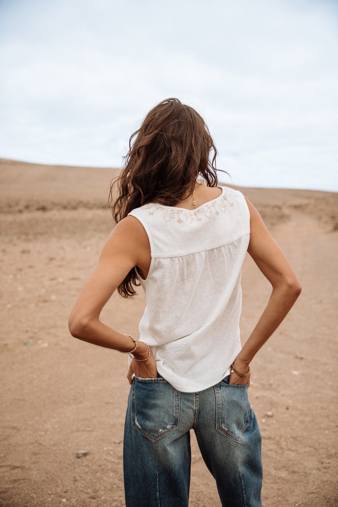 T-shirt sans manche Woman Tissina Ethnica white | Freeman T. Porter