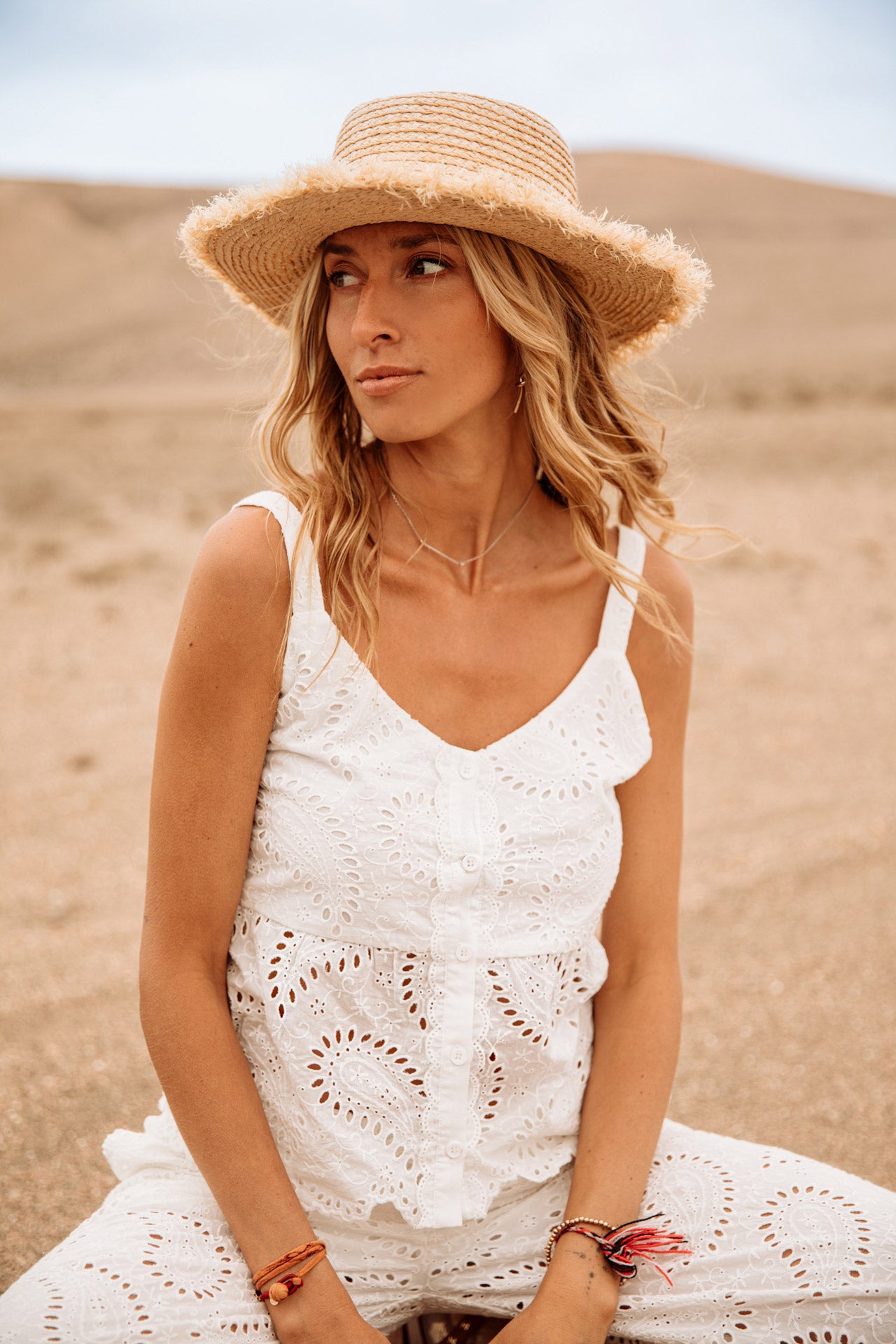 Top bretelles Mujer Troya Lace white | Freeman T. Porter