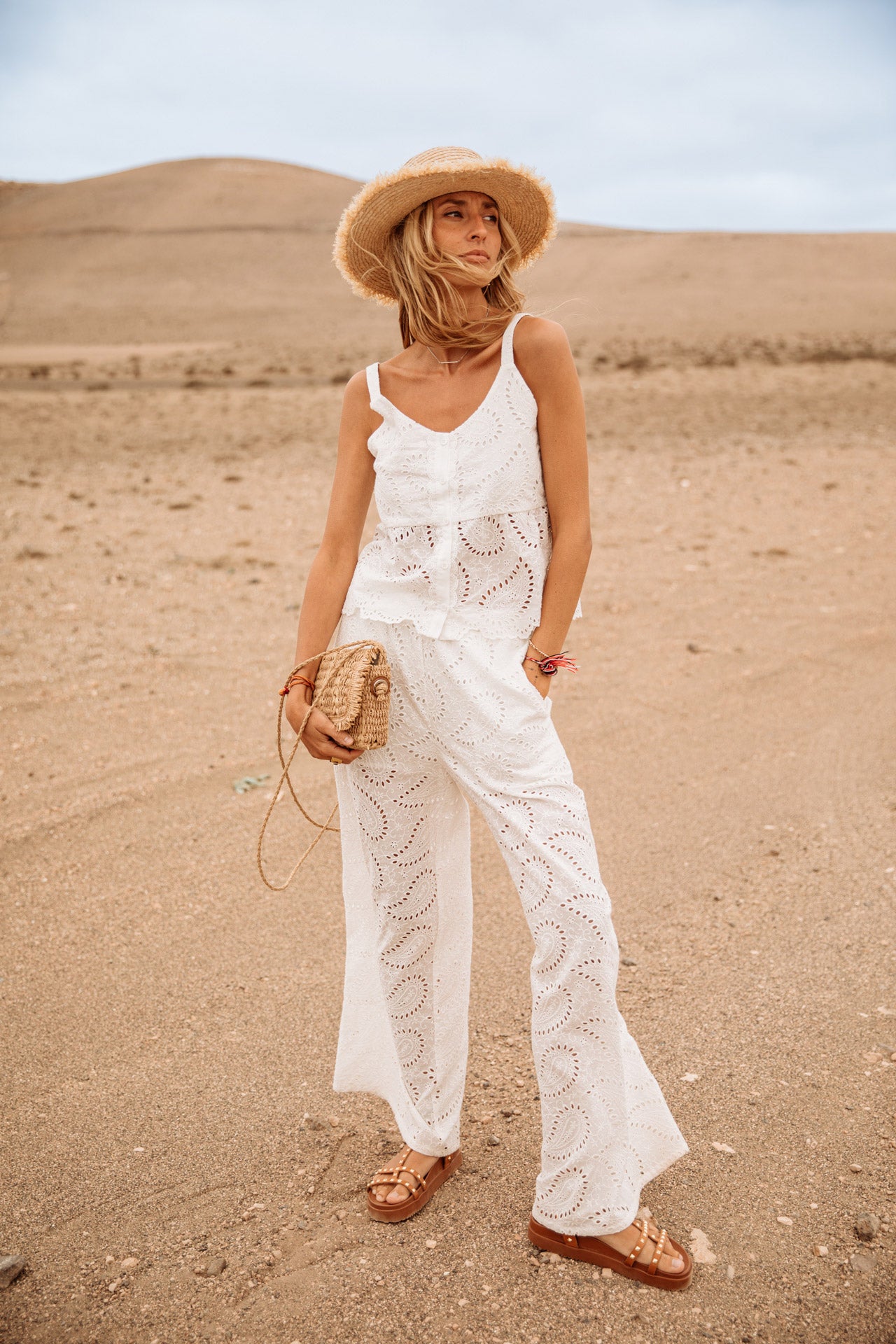 Top bretelles Mujer Troya Lace white | Freeman T. Porter
