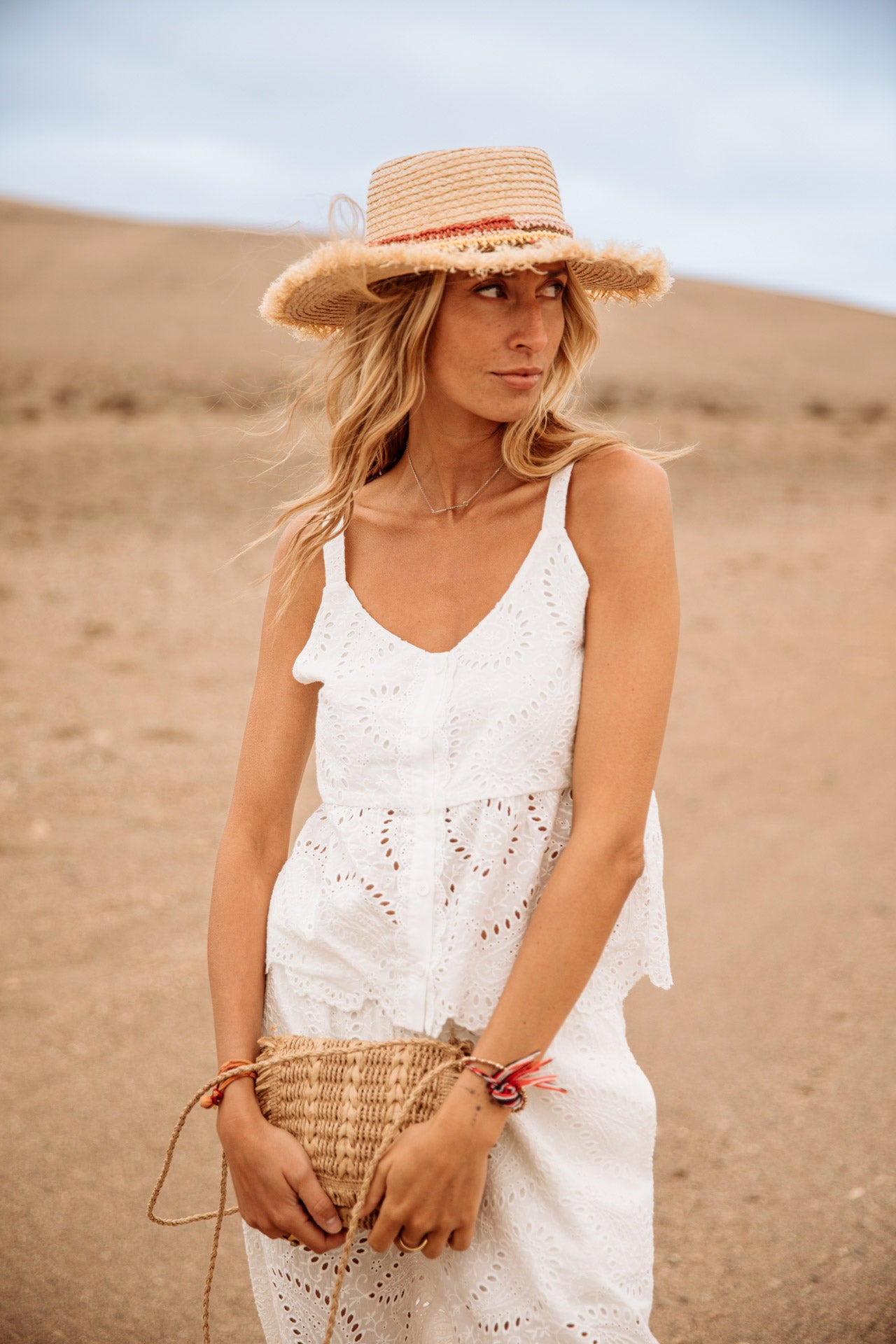 Top bretelles Mujer Troya Lace white | Freeman T. Porter