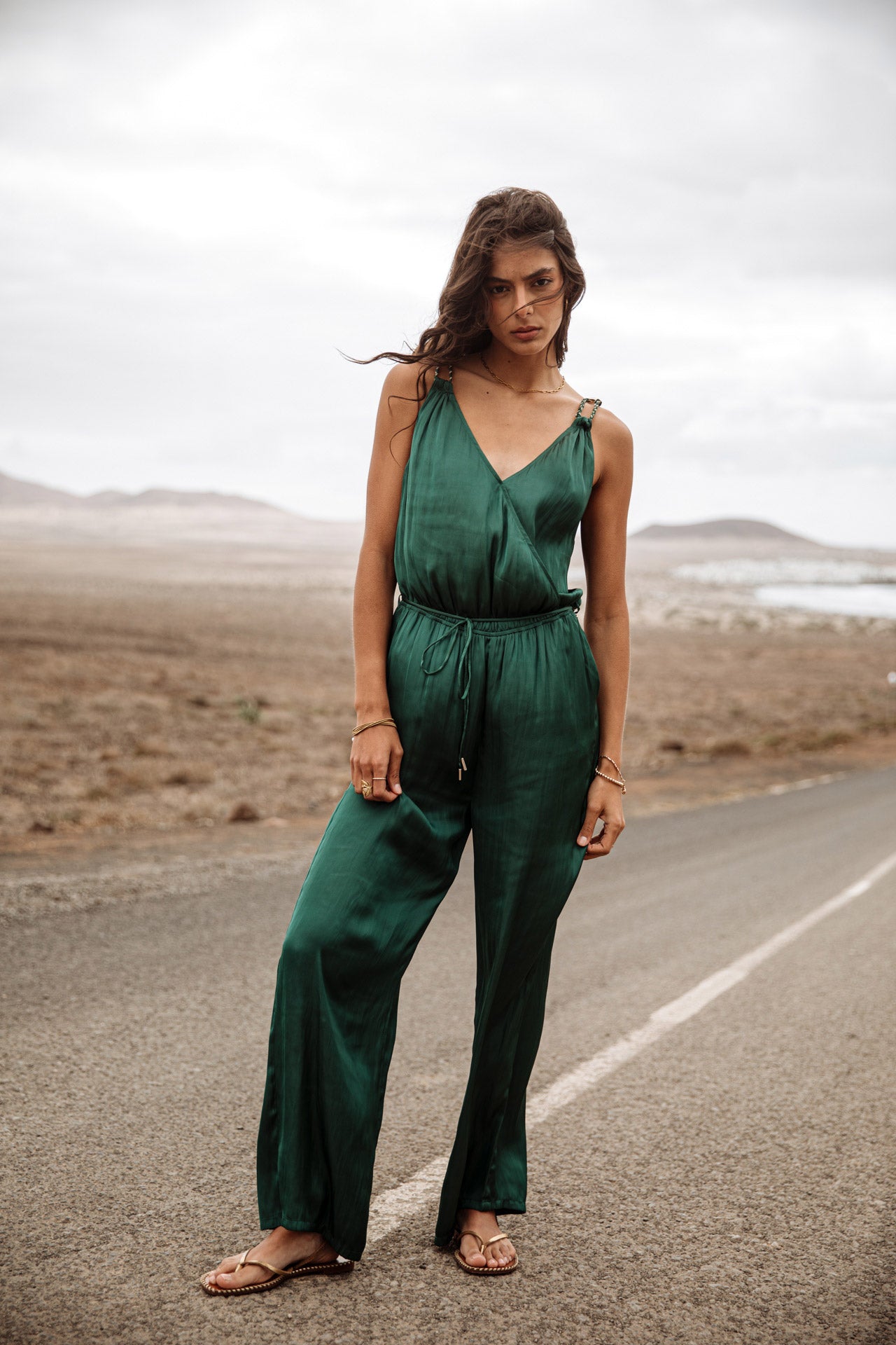 Combinaison palazzo Femme Carlane Plain Color thyme | Freeman T. Porter