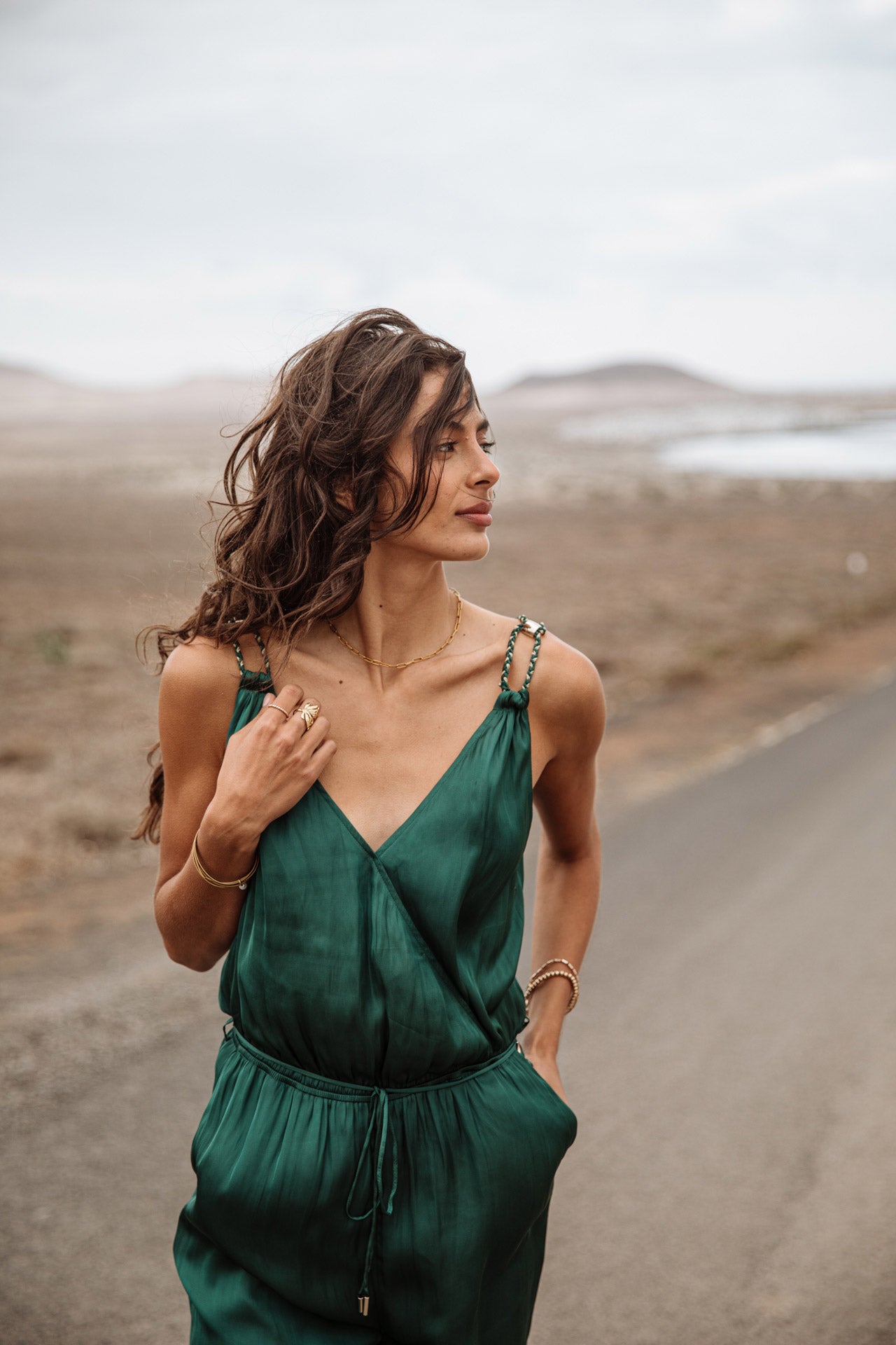 Combinaison palazzo Femme Carlane Plain Color thyme | Freeman T. Porter