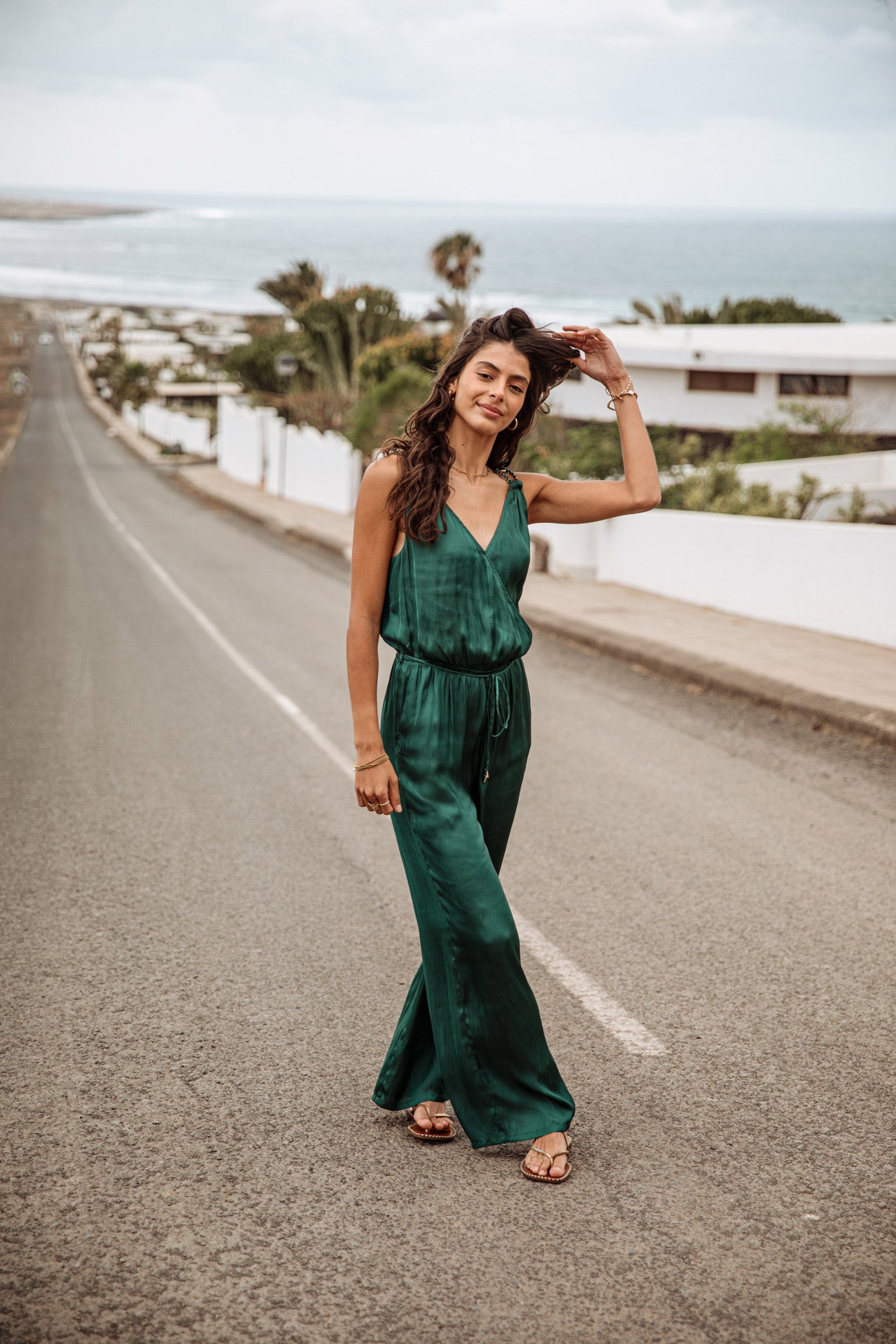 Combinaison palazzo Femme Carlane Plain Color thyme | Freeman T. Porter