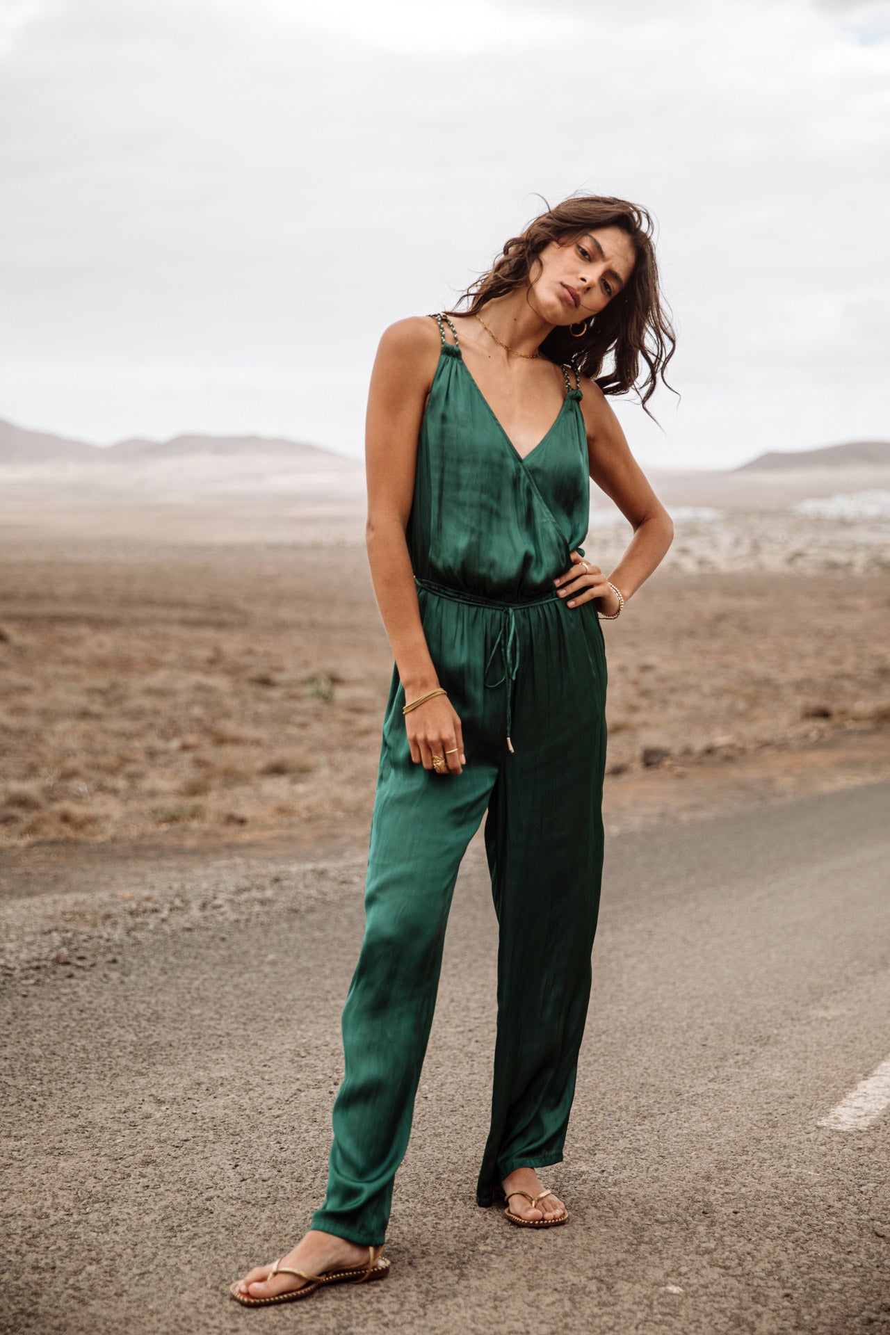 Combinaison palazzo Femme Carlane Plain Color thyme | Freeman T. Porter