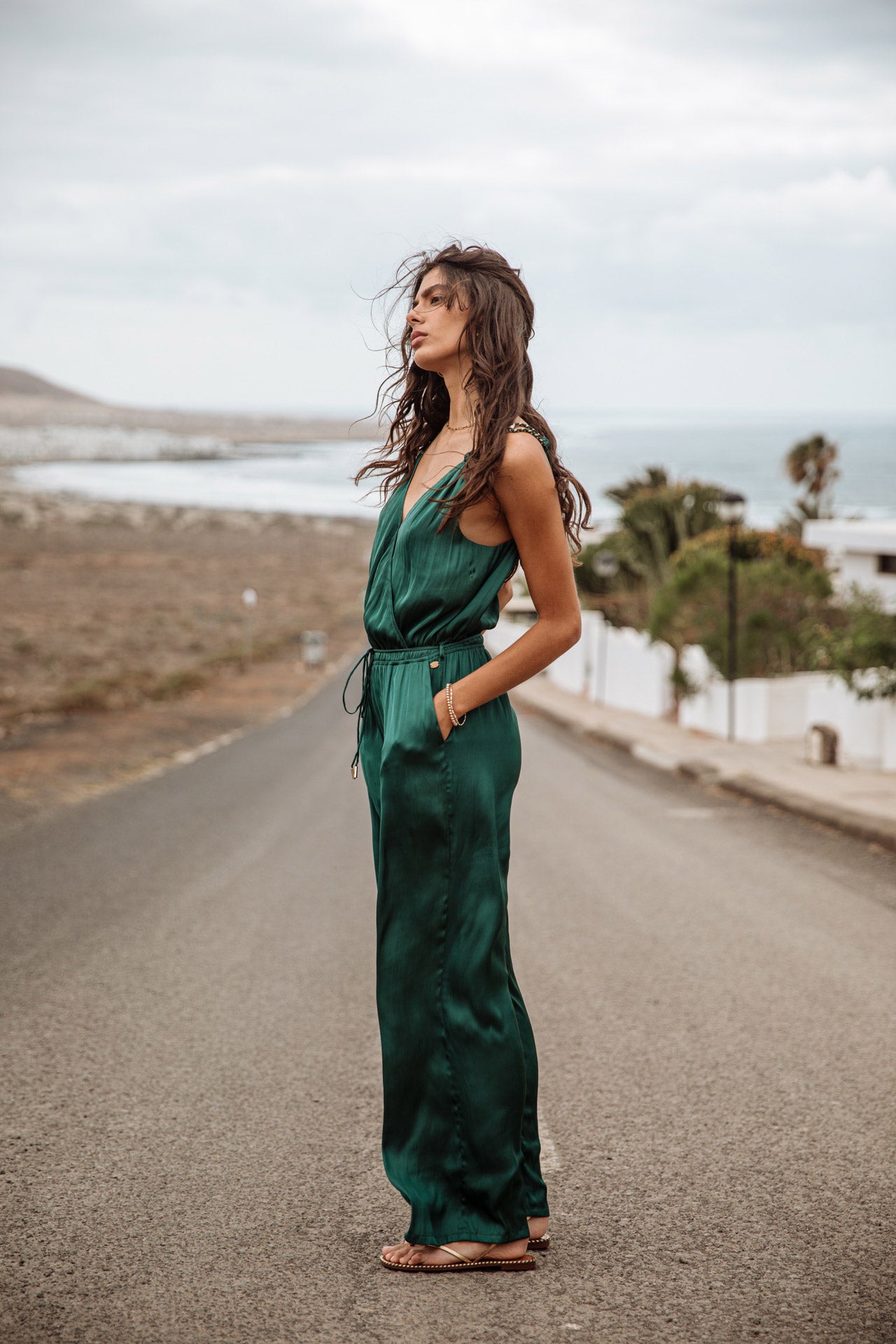 Combinaison palazzo Femme Carlane Plain Color thyme | Freeman T. Porter