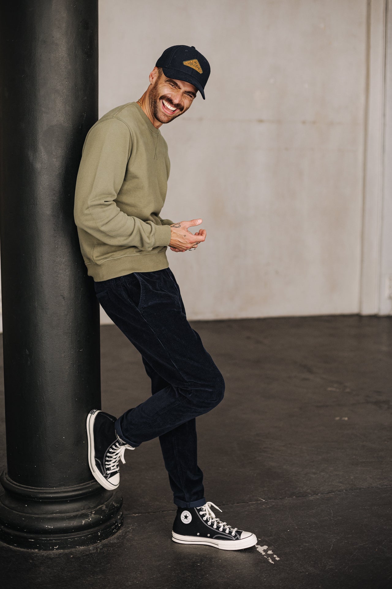 Sweat col rond Homme Baton Snug deep lichen green | Freeman T. Porter