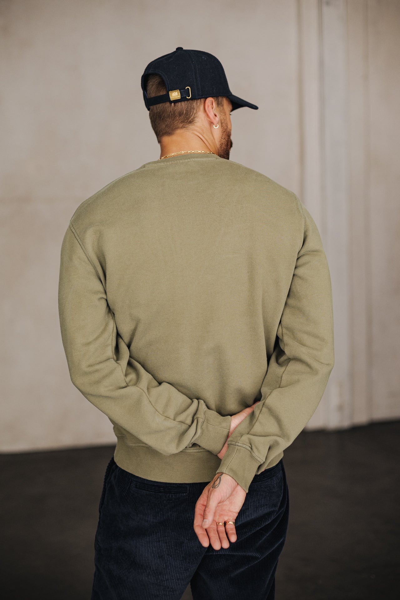 Sweat col rond Homme Baton Snug deep lichen green | Freeman T. Porter