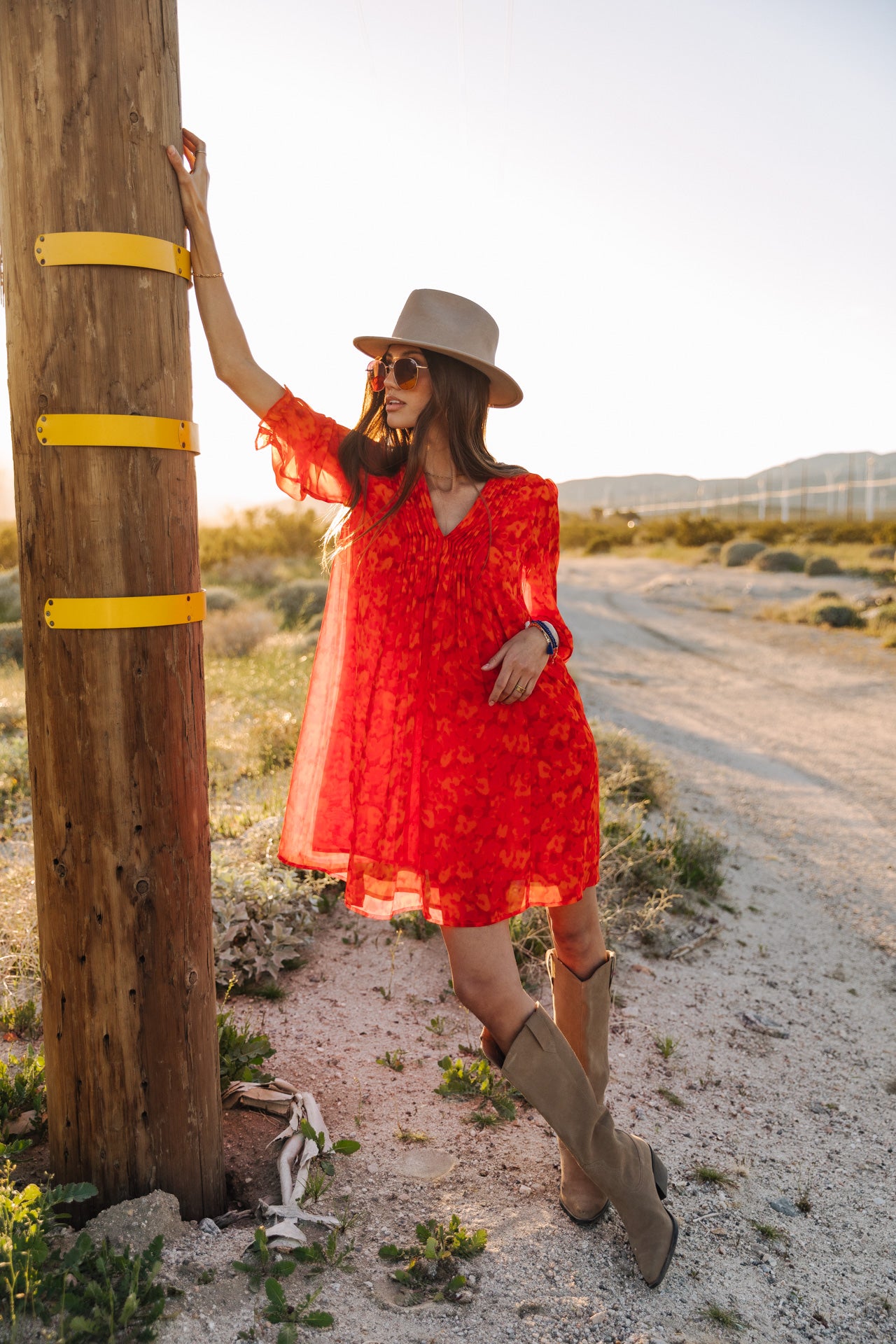 Robe courte ample Frau Juna Blurred Flowers tangerine tango | Freeman T. Porter