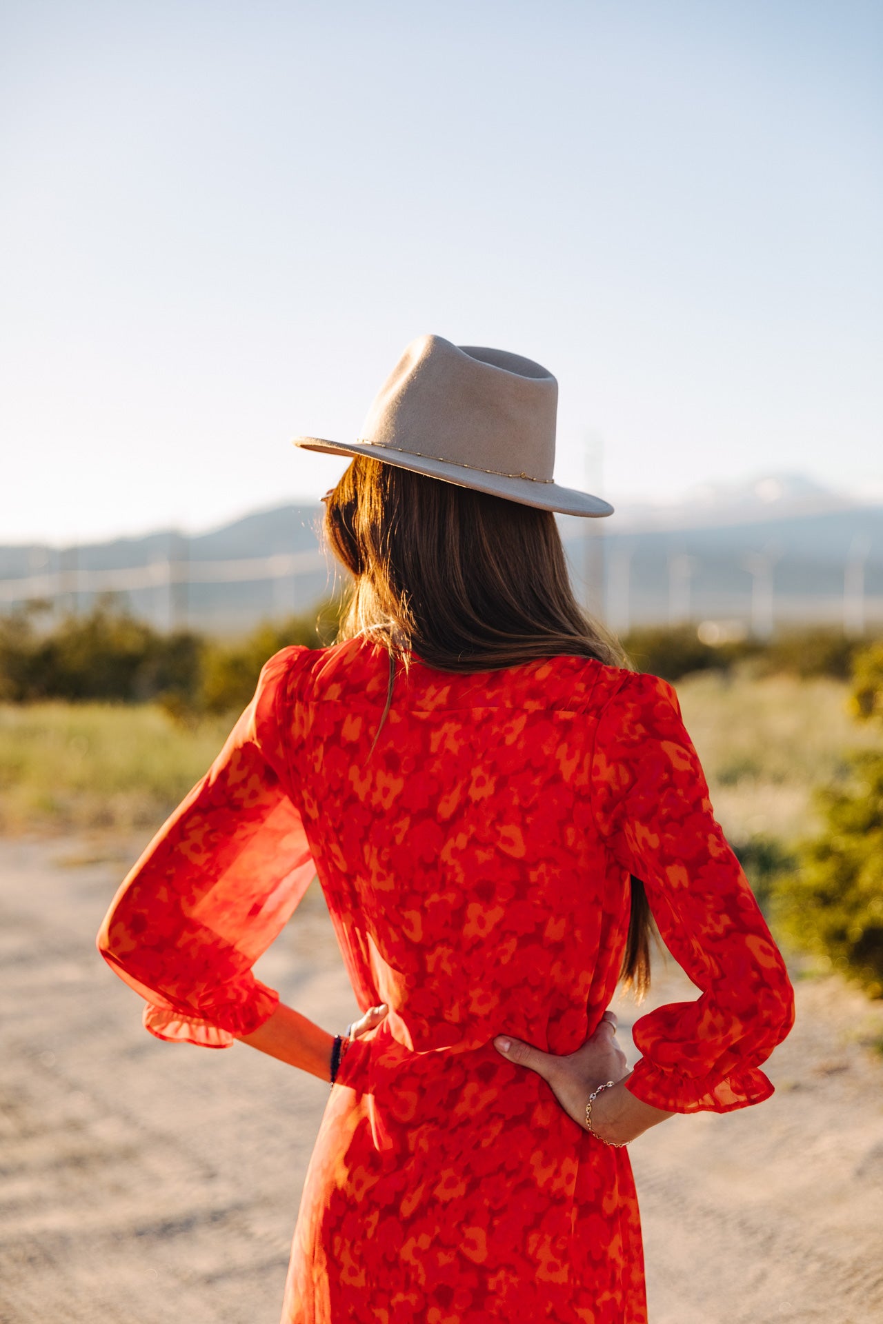 Robe courte ample Frau Juna Blurred Flowers tangerine tango | Freeman T. Porter