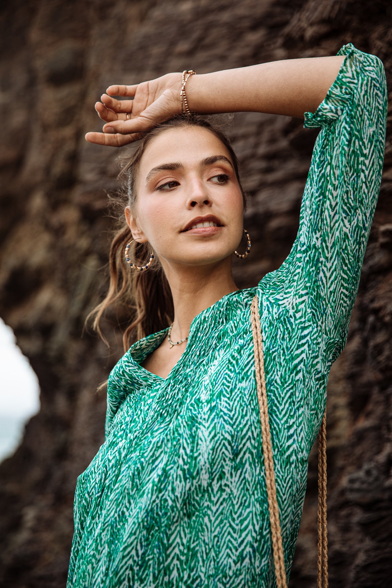 Robe courte ample Frau Juna Tigrea tropical green | Freeman T. Porter