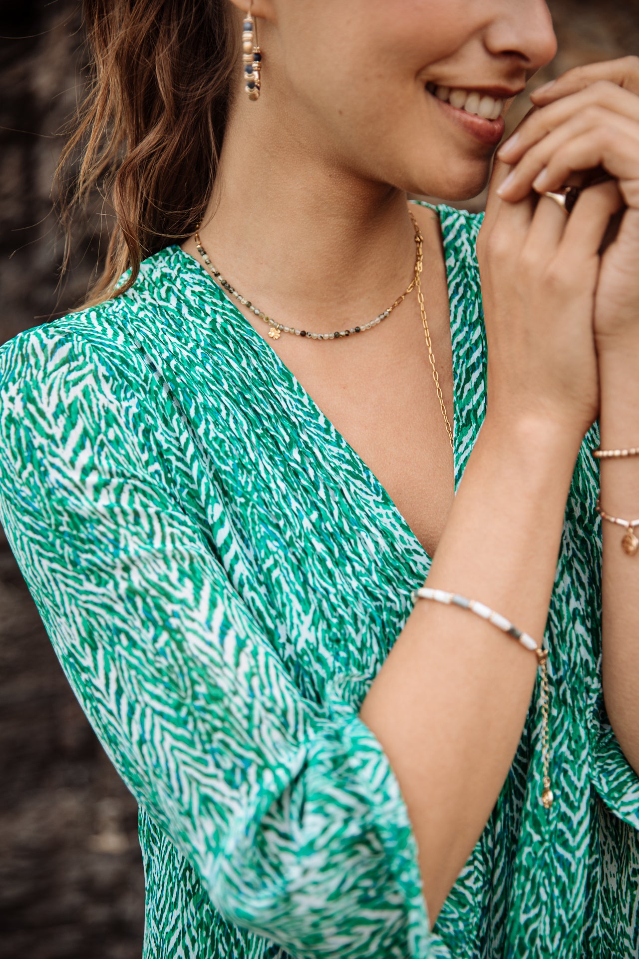 Robe courte ample Frau Juna Tigrea tropical green | Freeman T. Porter