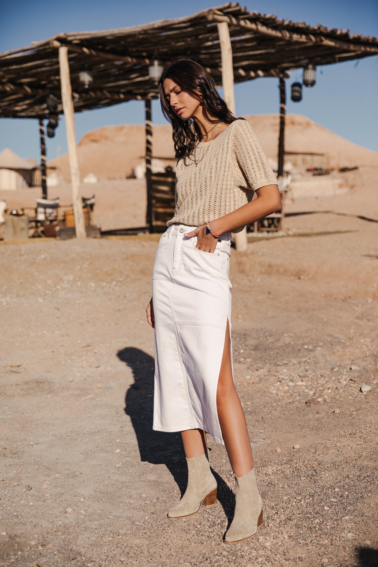 Jupe longue Femme Carla Andalousia off white | Freeman T. Porter
