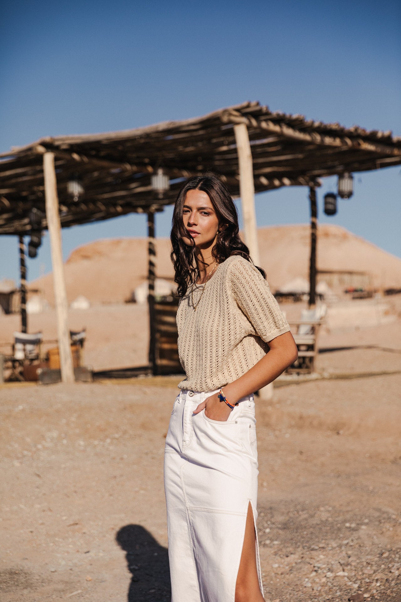 Jupe longue Femme Carla Andalousia off white | Freeman T. Porter