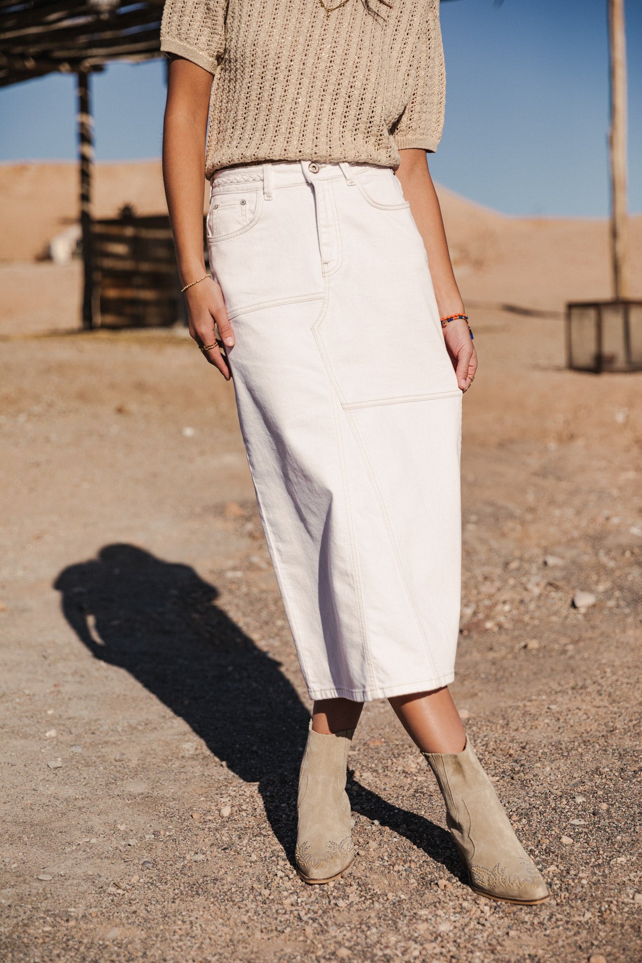 Jupe longue Femme Carla Andalousia off white | Freeman T. Porter