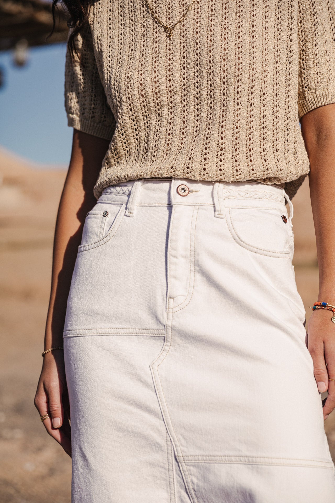Jupe longue Femme Carla Andalousia off white | Freeman T. Porter