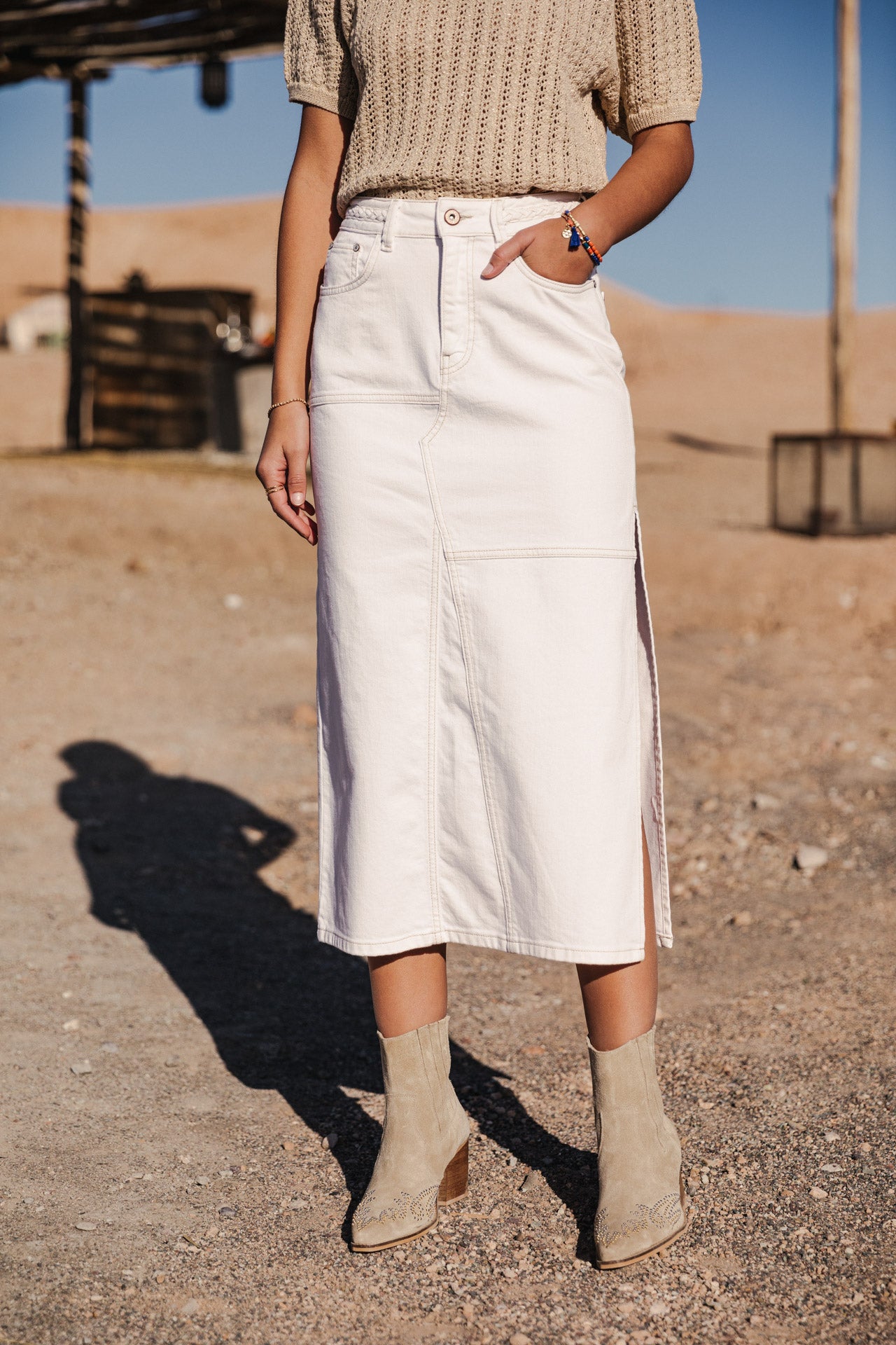 Jupe longue Femme Carla Andalousia off white | Freeman T. Porter
