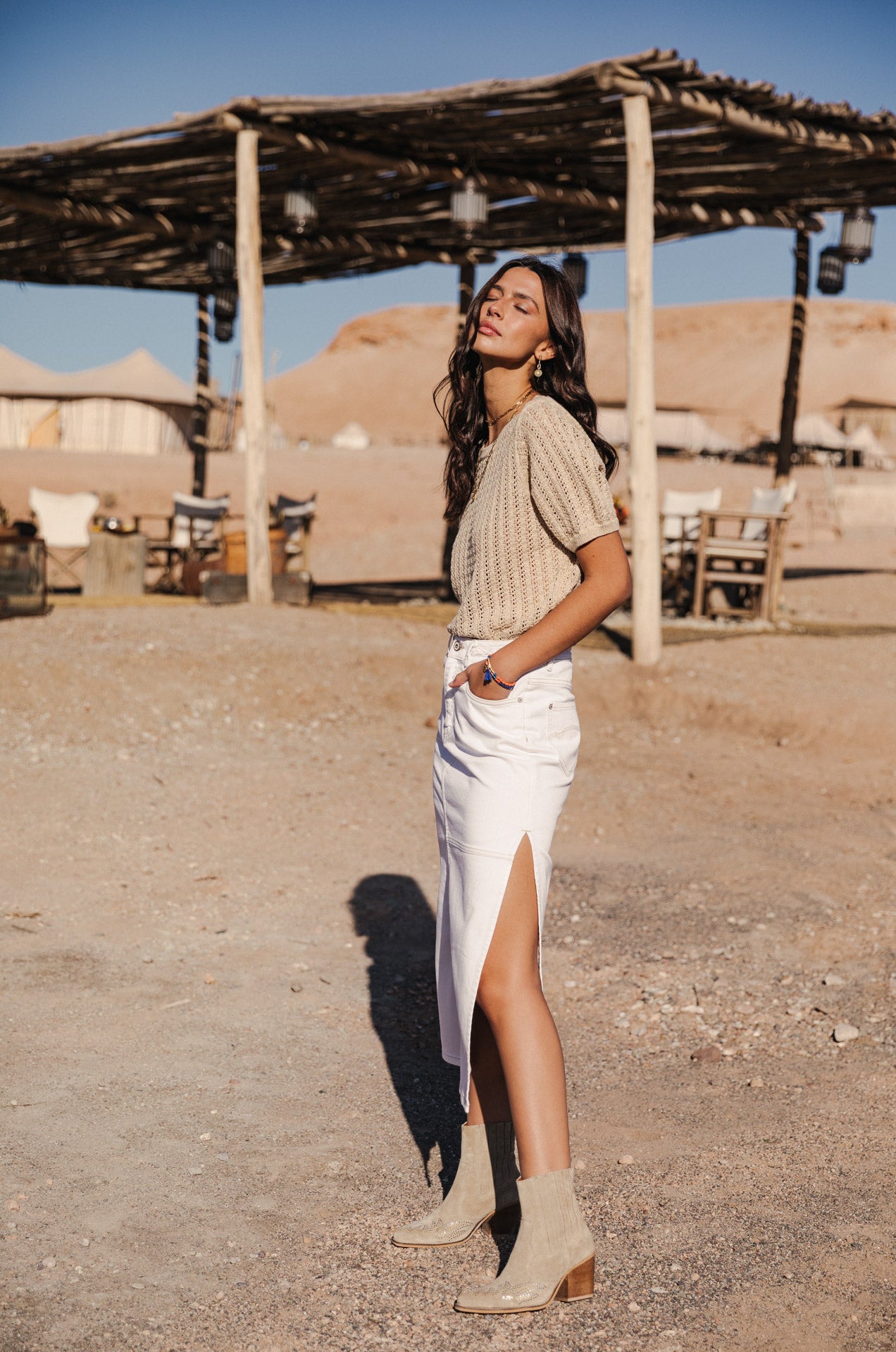 Jupe longue Femme Carla Andalousia off white | Freeman T. Porter