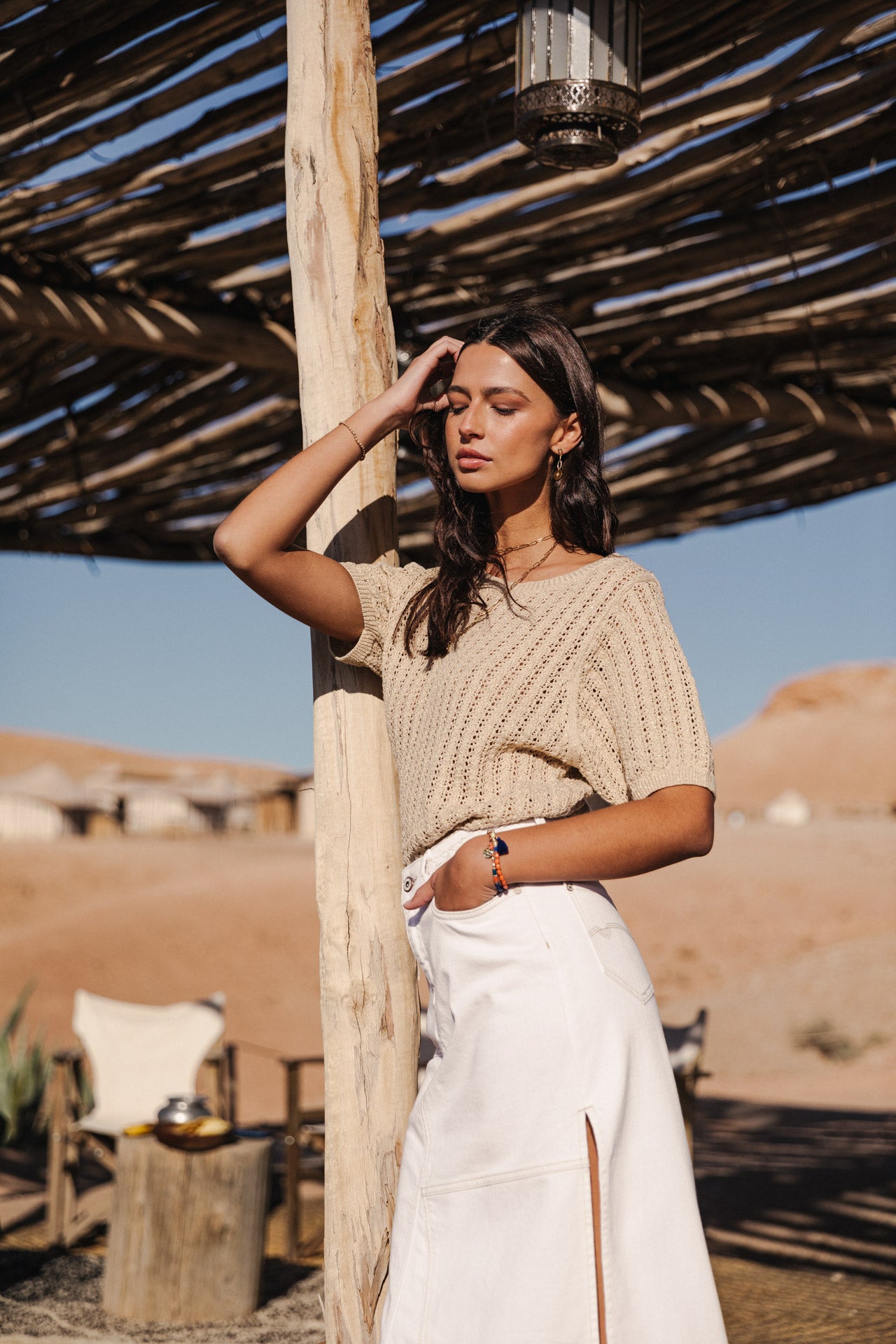 Jupe longue Femme Carla Andalousia off white | Freeman T. Porter