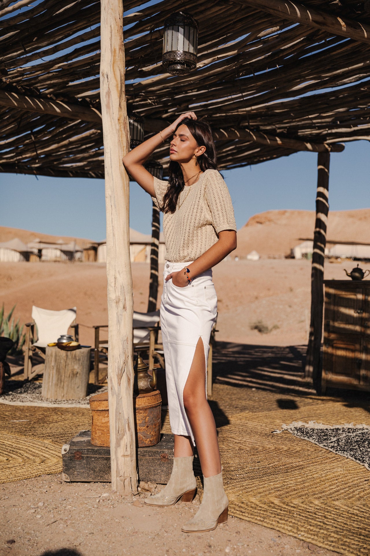 Jupe longue Femme Carla Andalousia off white | Freeman T. Porter